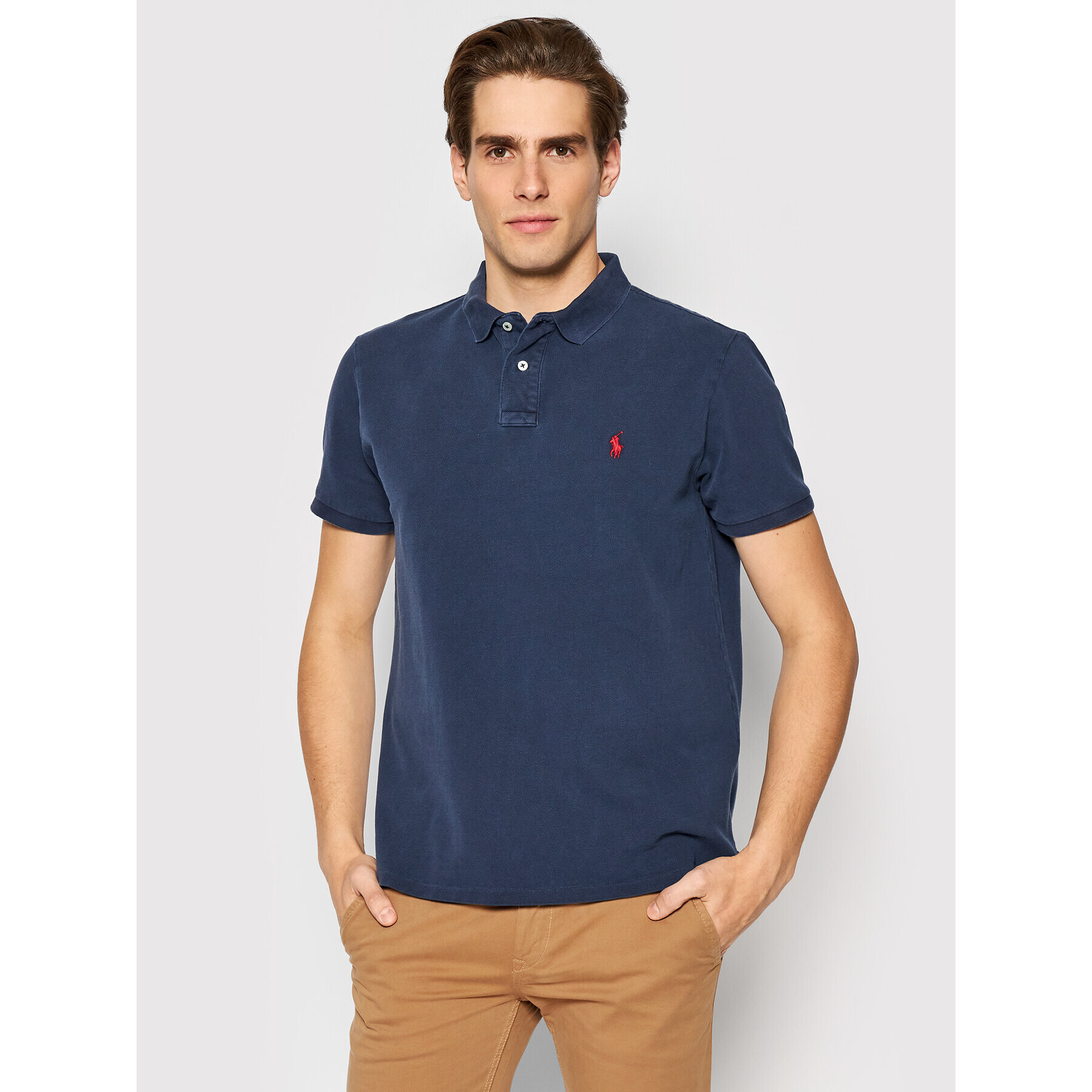 Polo Ralph Lauren Тениска с яка и копчета 710814416035 Тъмносин Slim Fit - Pepit.bg