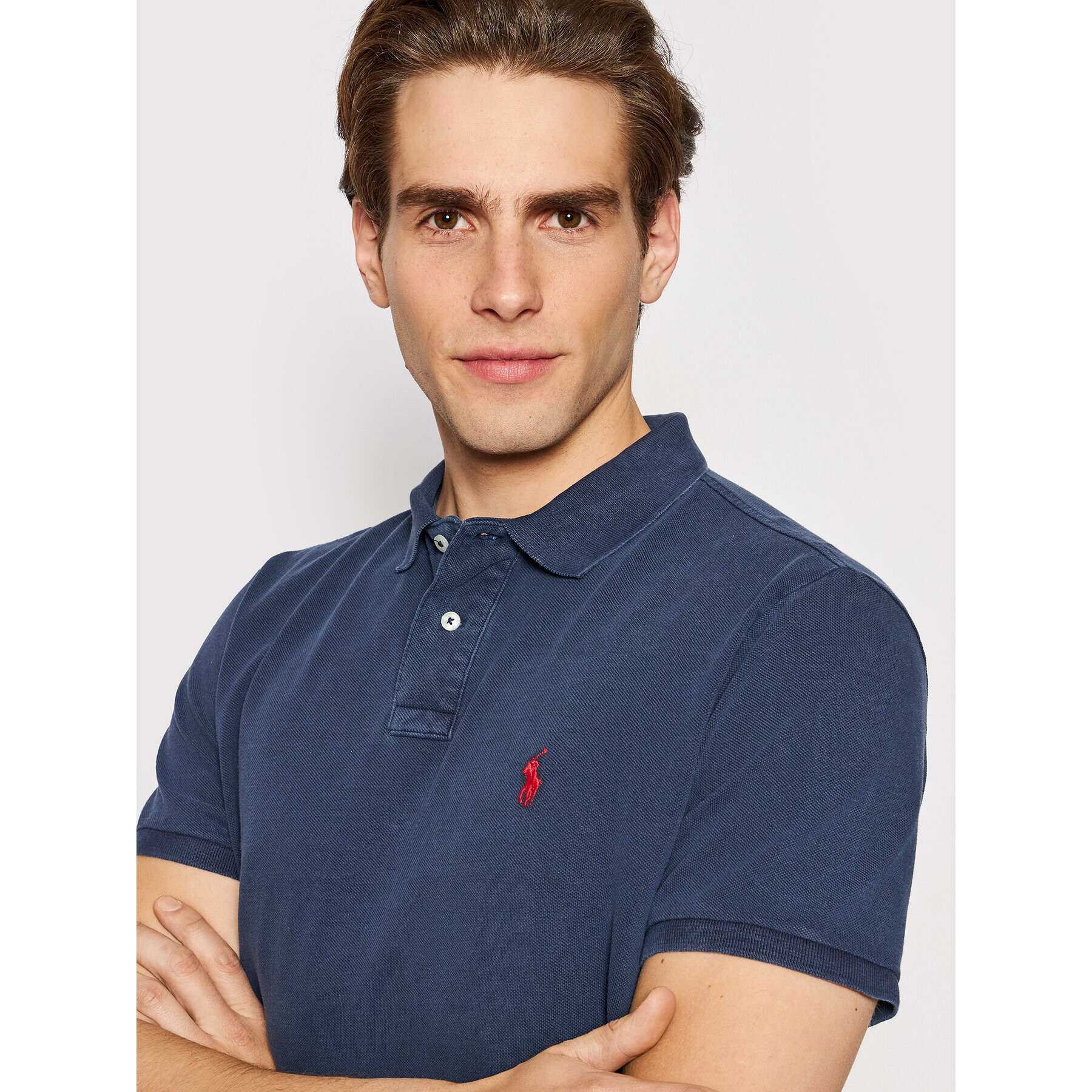 Polo Ralph Lauren Тениска с яка и копчета 710814416035 Тъмносин Slim Fit - Pepit.bg