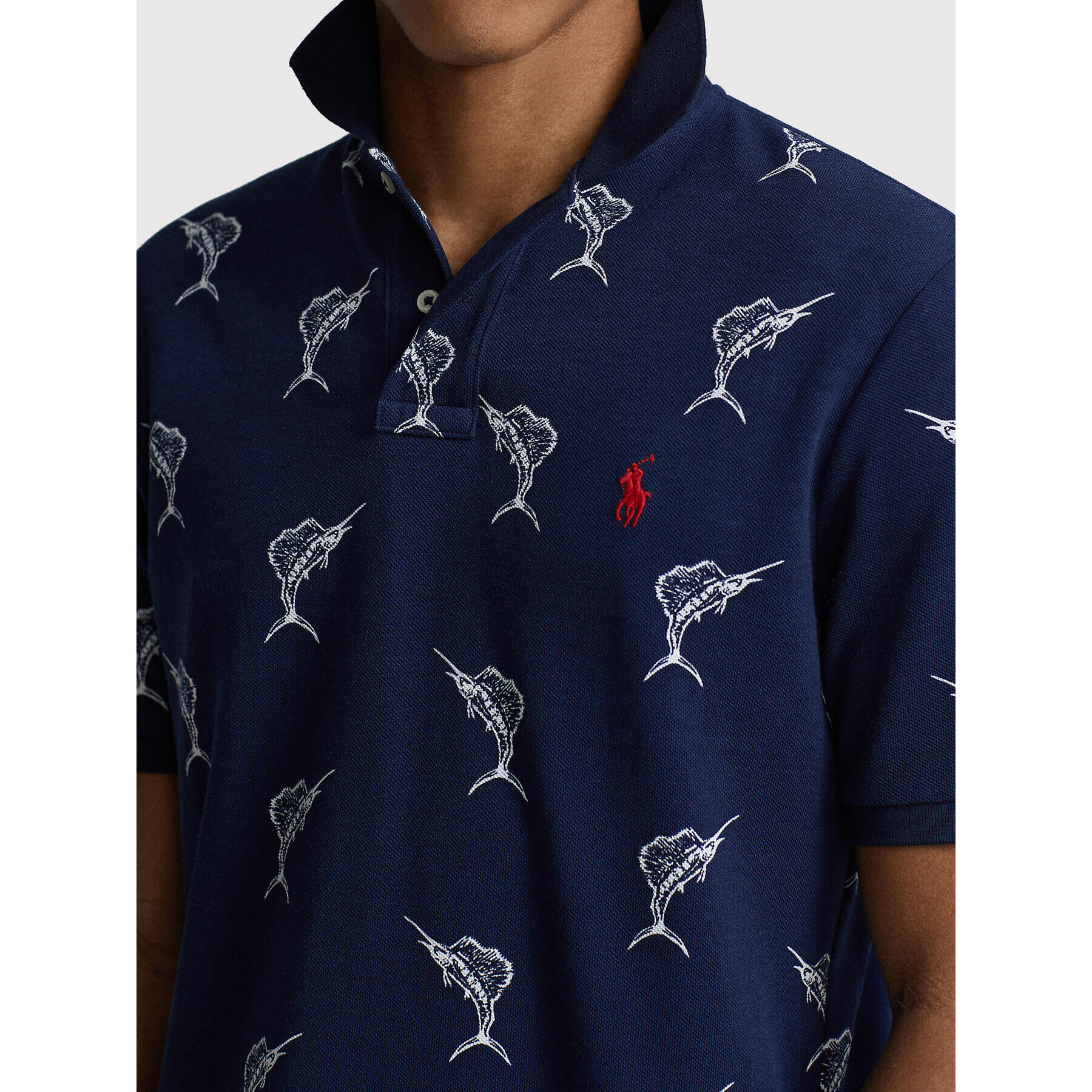 Polo Ralph Lauren Тениска с яка и копчета 710869909001 Тъмносин Custom Slim Fit - Pepit.bg