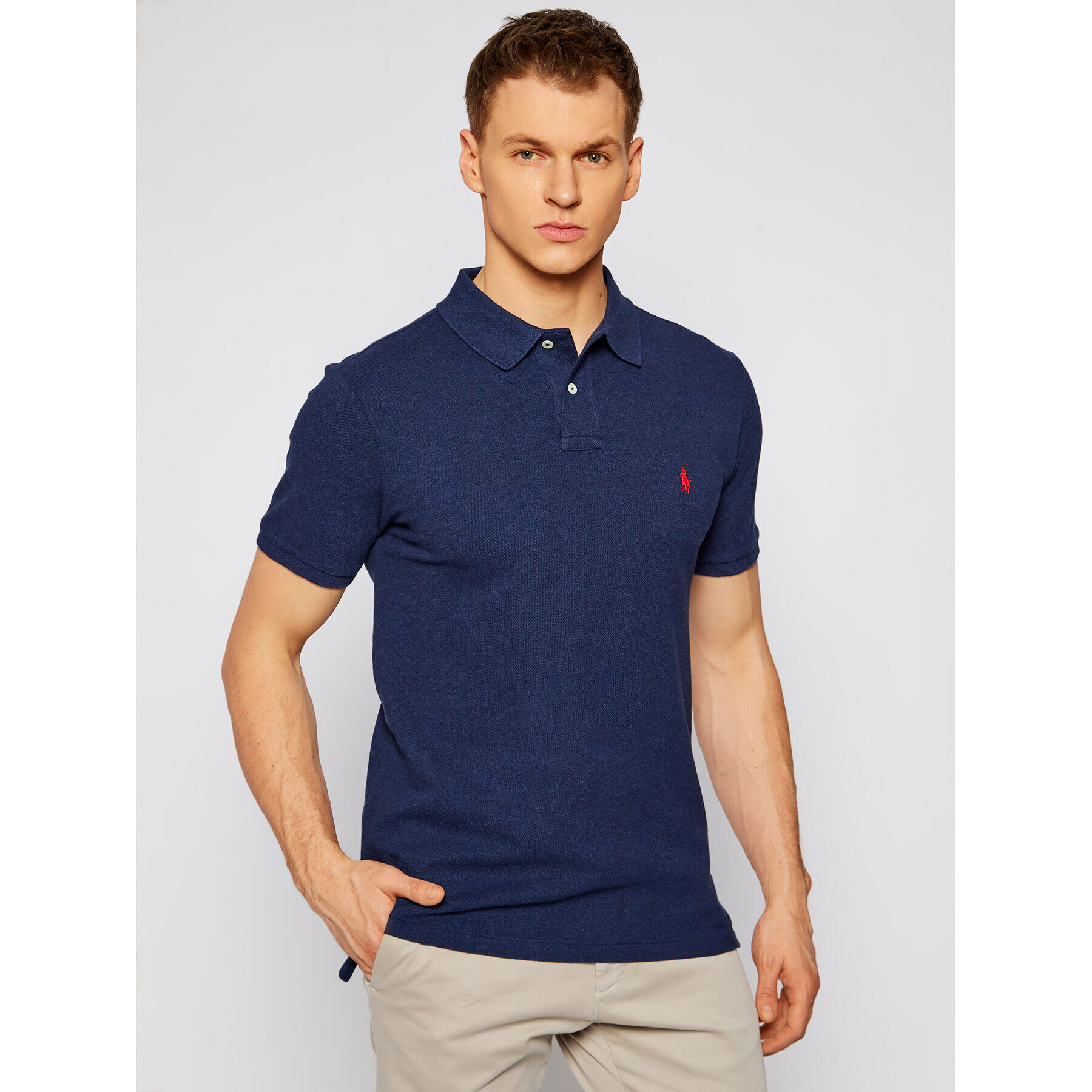 Polo Ralph Lauren Тениска с яка и копчета 710536856265 Тъмносин Slim Fit - Pepit.bg