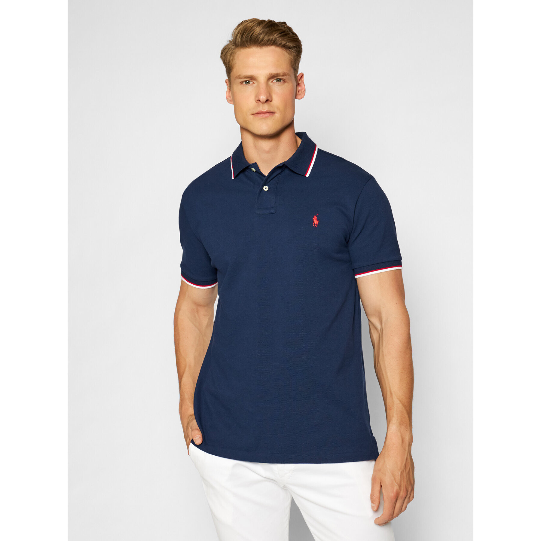 Polo Ralph Lauren Тениска с яка и копчета Classics 710842621003 Тъмносин Slim Fit - Pepit.bg