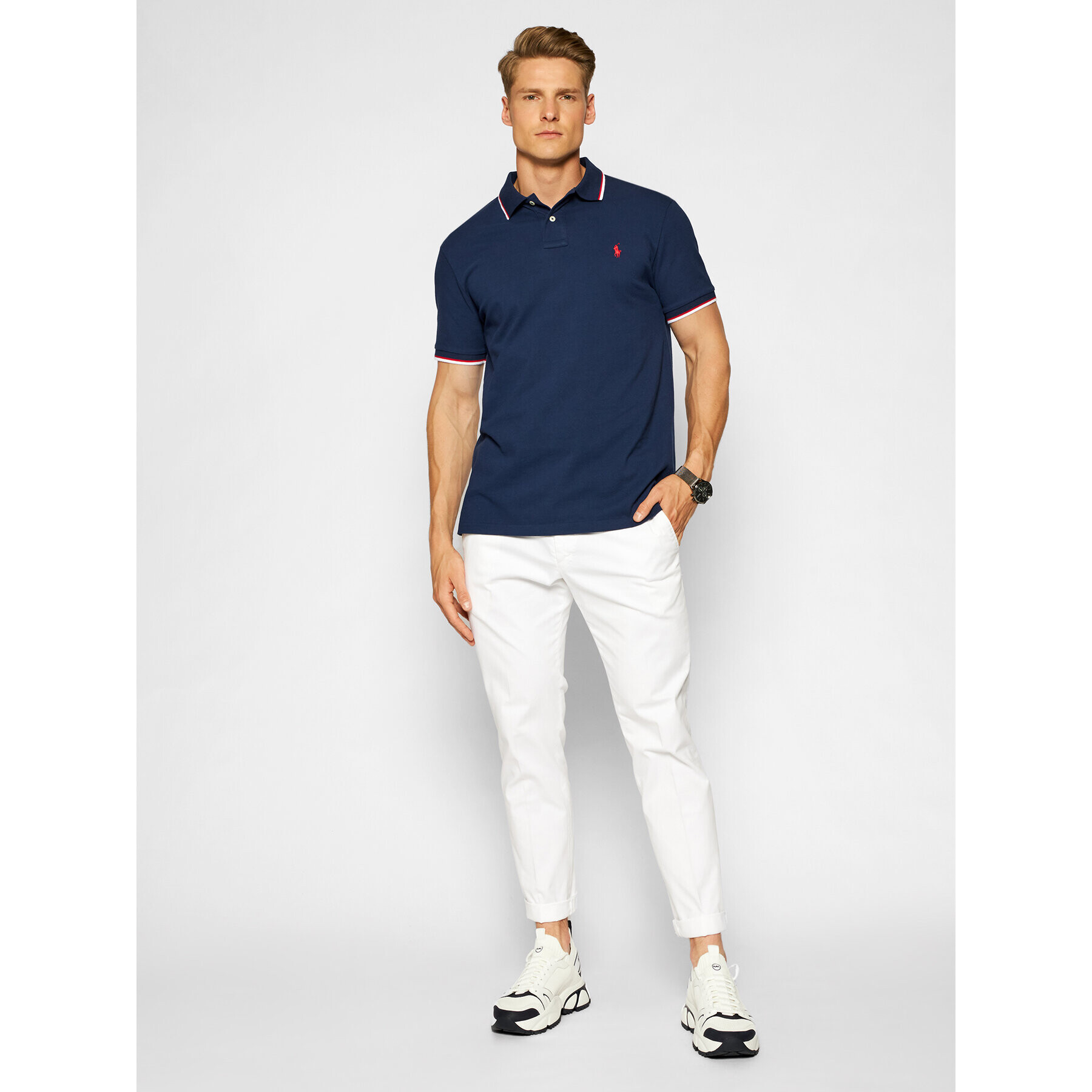 Polo Ralph Lauren Тениска с яка и копчета Classics 710842621003 Тъмносин Slim Fit - Pepit.bg