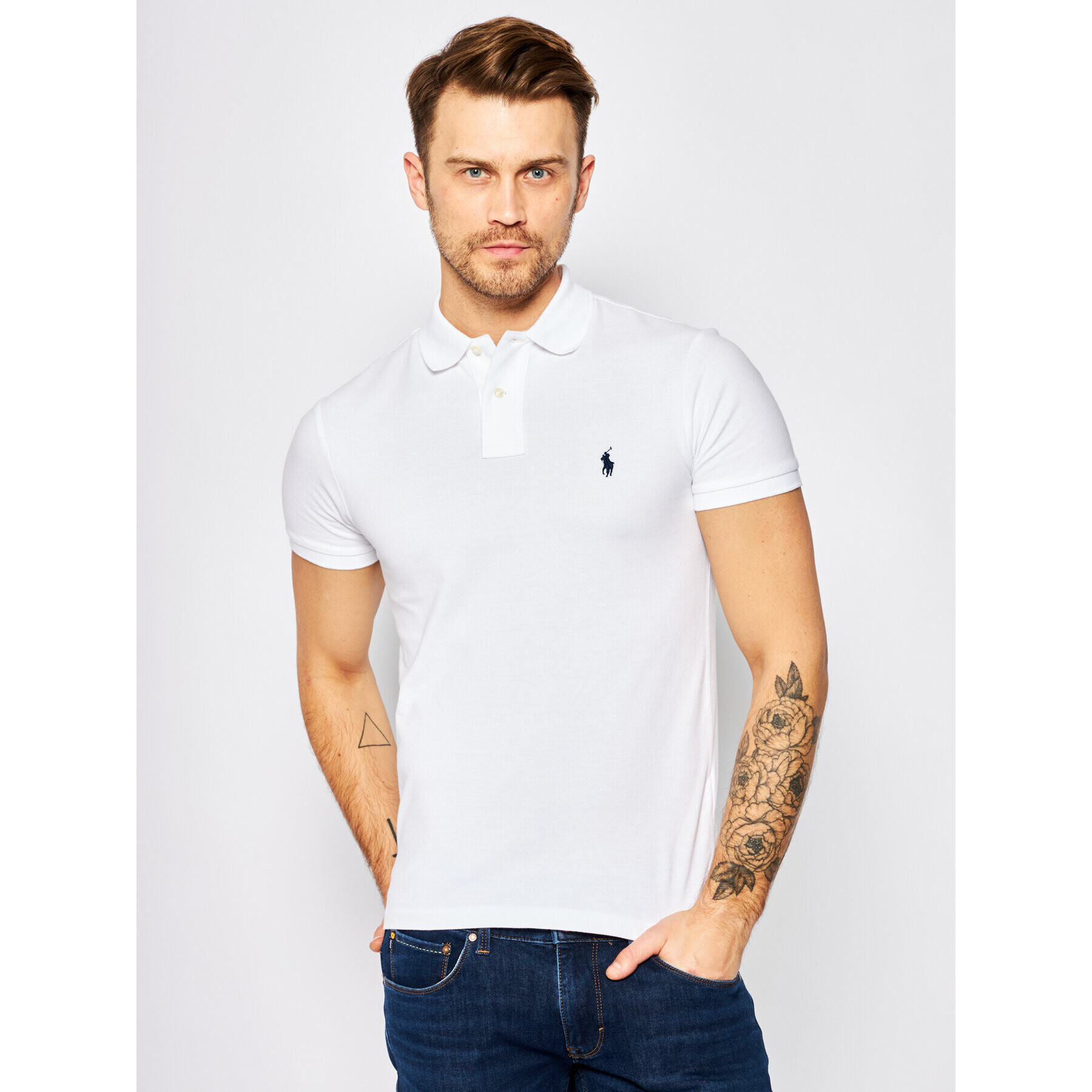 Polo Ralph Lauren Тениска с яка и копчета Core Replen 710548797 Бял Slim Fit - Pepit.bg