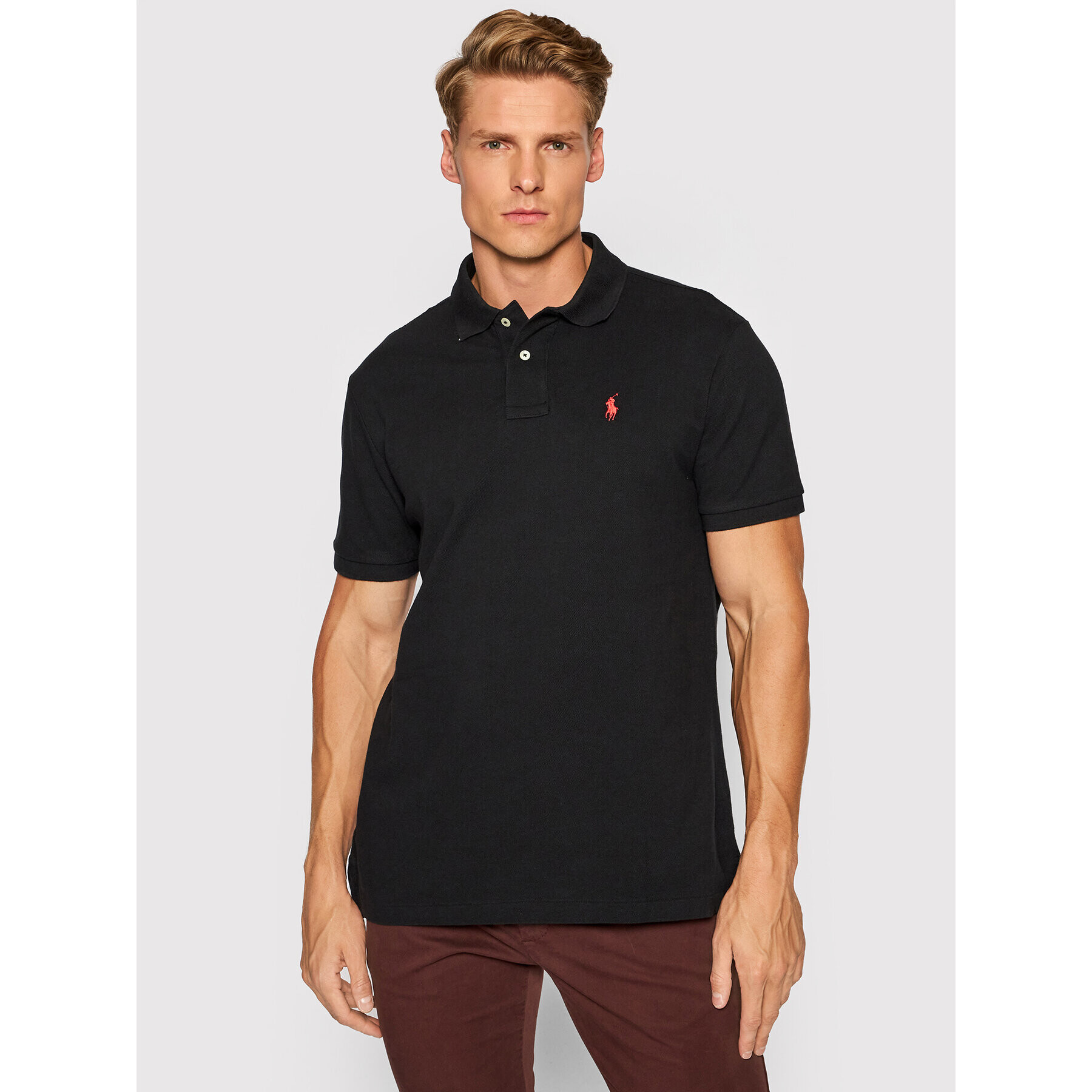 Polo Ralph Lauren Тениска с яка и копчета Core Replen 710782592 Черен Custom Slim Fit - Pepit.bg