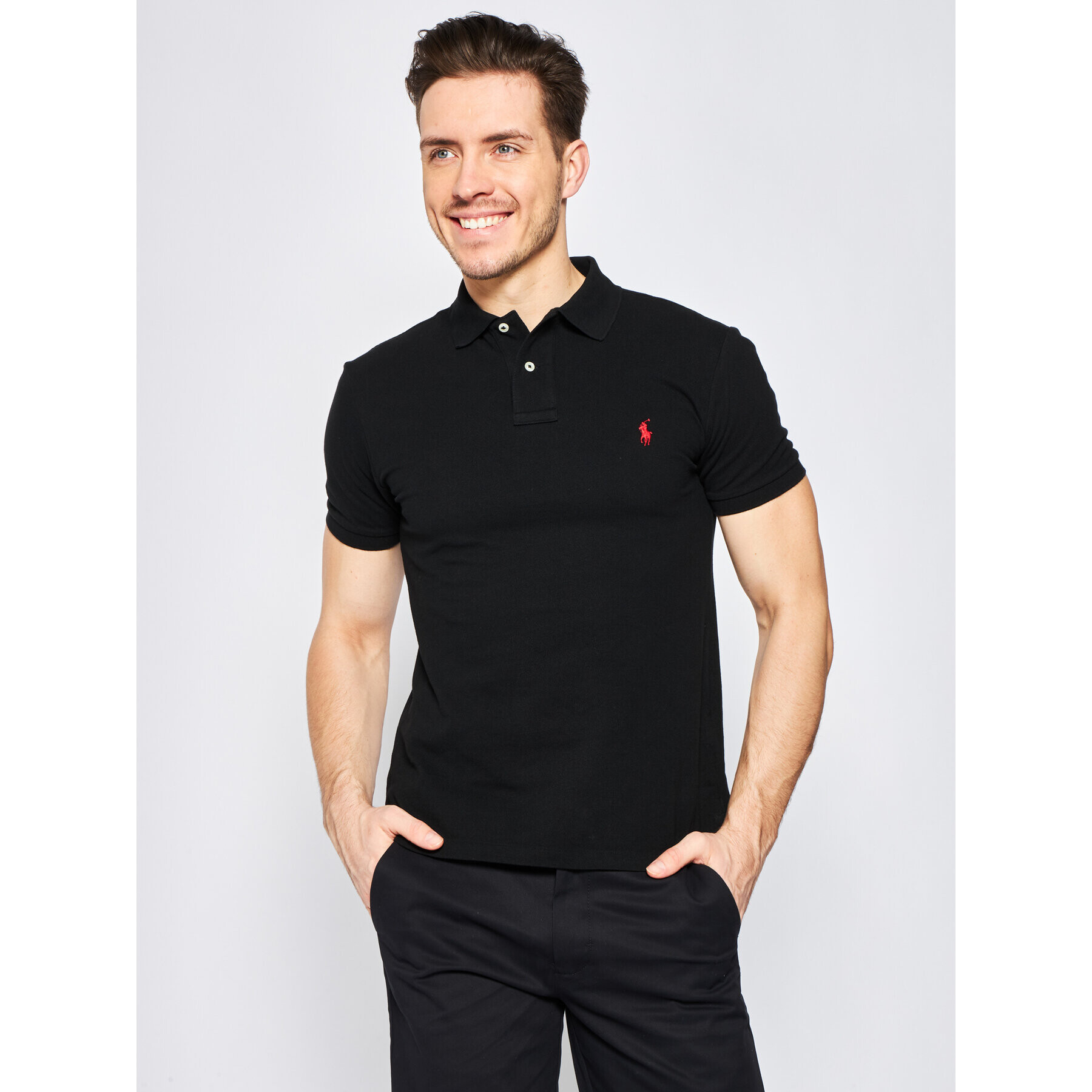 Polo Ralph Lauren Тениска с яка и копчета Core Replen 710795080 Черен Slim Fit - Pepit.bg