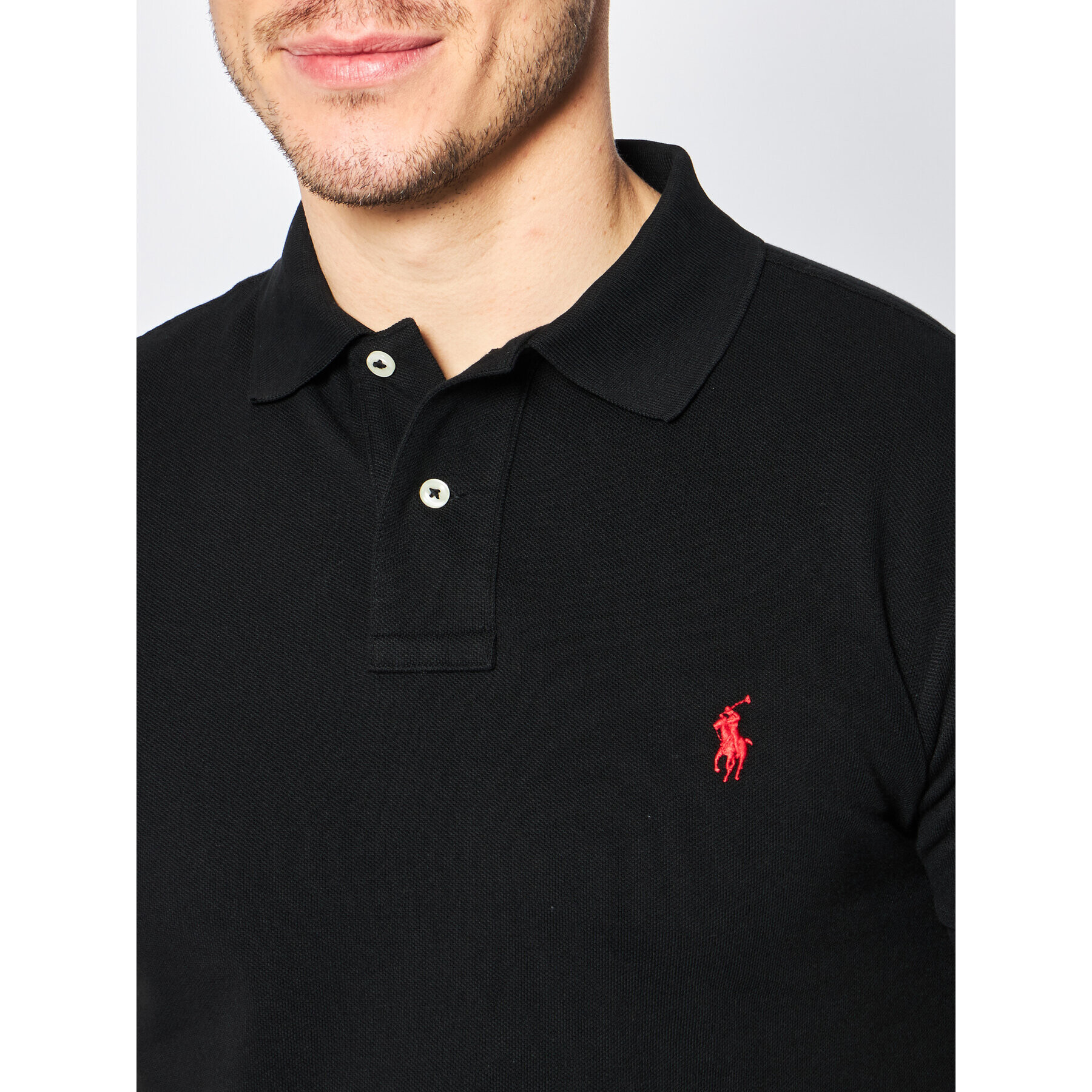 Polo Ralph Lauren Тениска с яка и копчета Core Replen 710795080 Черен Slim Fit - Pepit.bg