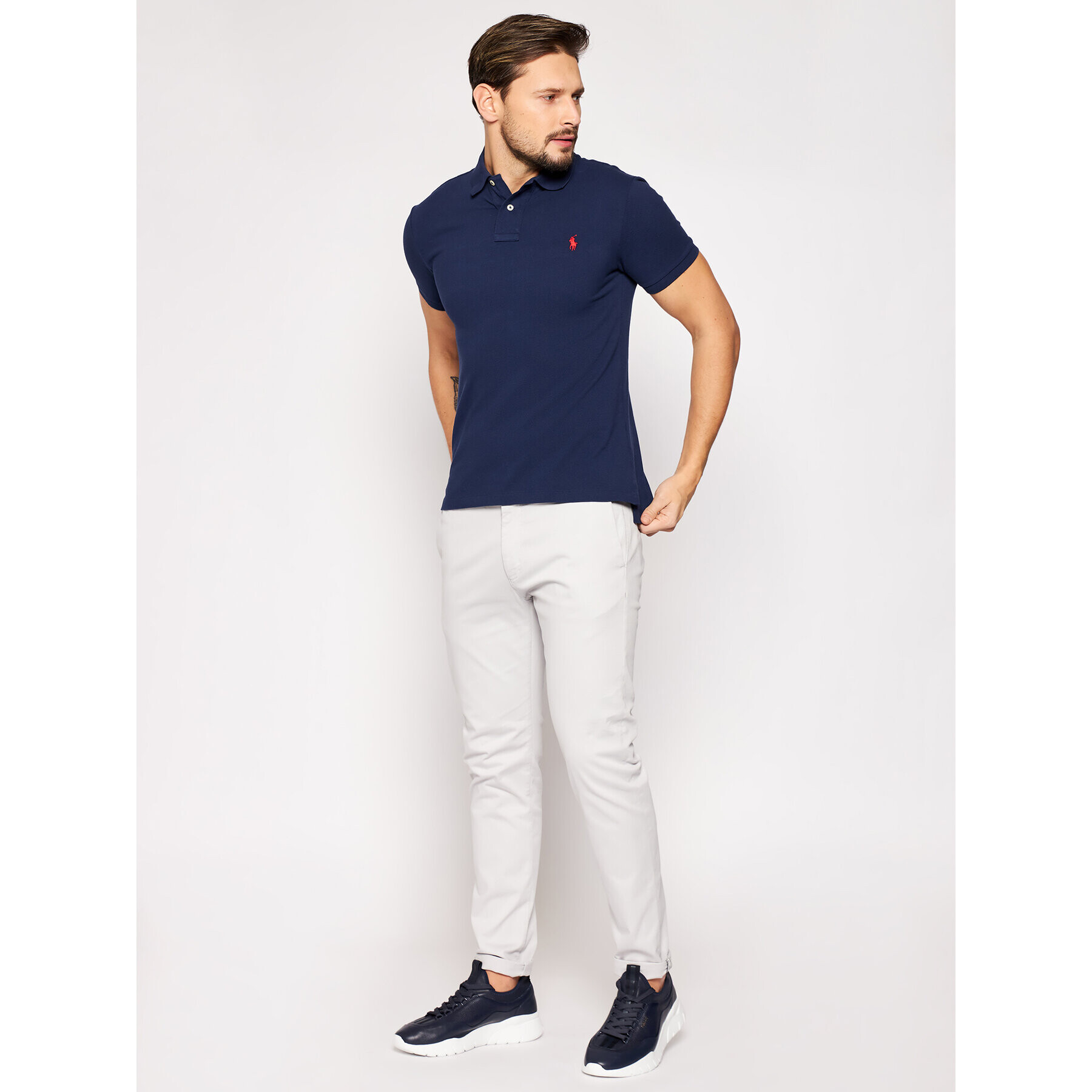 Polo Ralph Lauren Тениска с яка и копчета Core Replen 710795080 Тъмносин Slim Fit - Pepit.bg