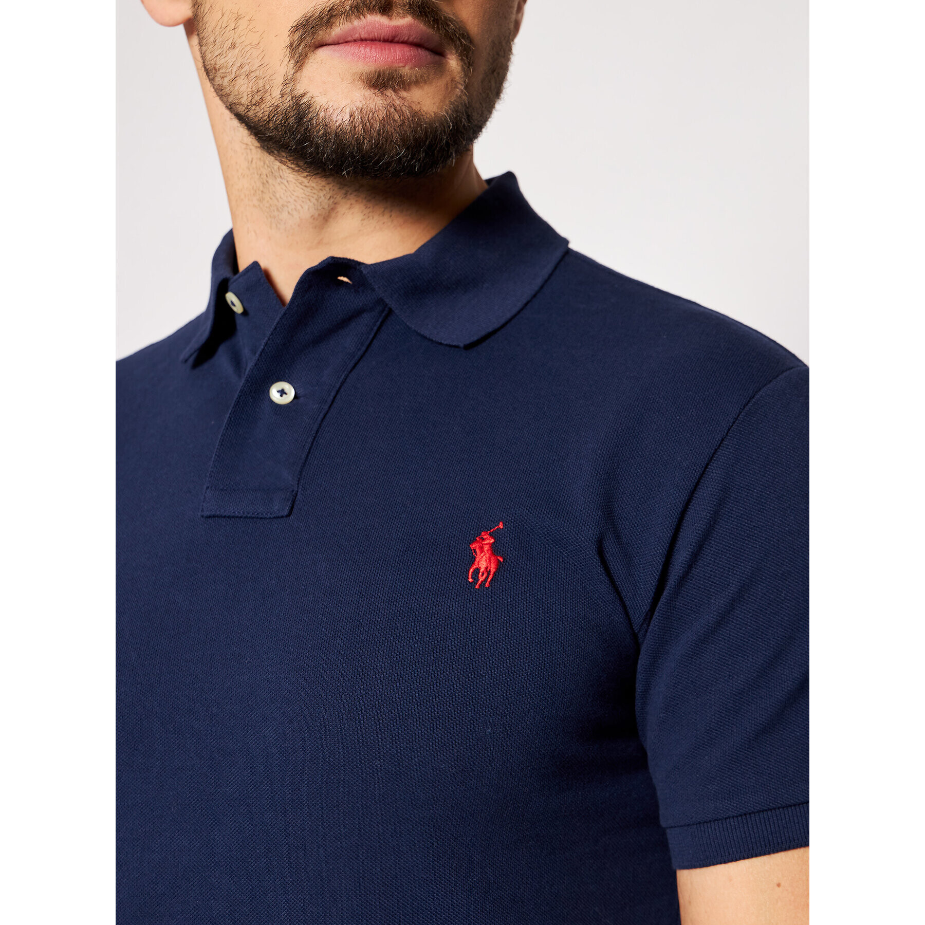 Polo Ralph Lauren Тениска с яка и копчета Core Replen 710795080 Тъмносин Slim Fit - Pepit.bg