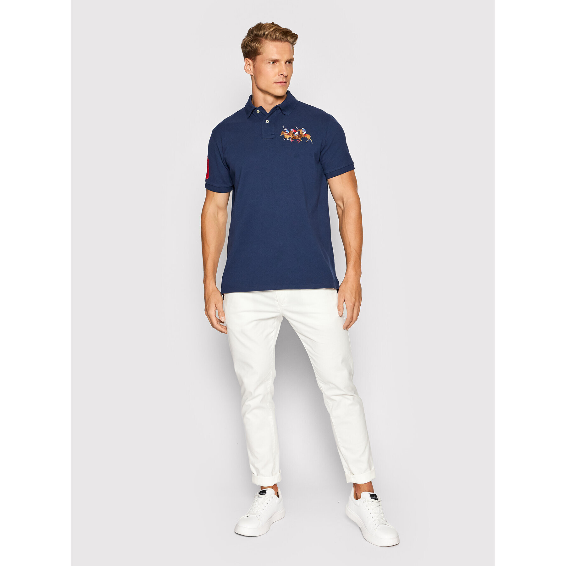 Polo Ralph Lauren Тениска с яка и копчета Ssl 710814437003 Тъмносин Slim Fit - Pepit.bg