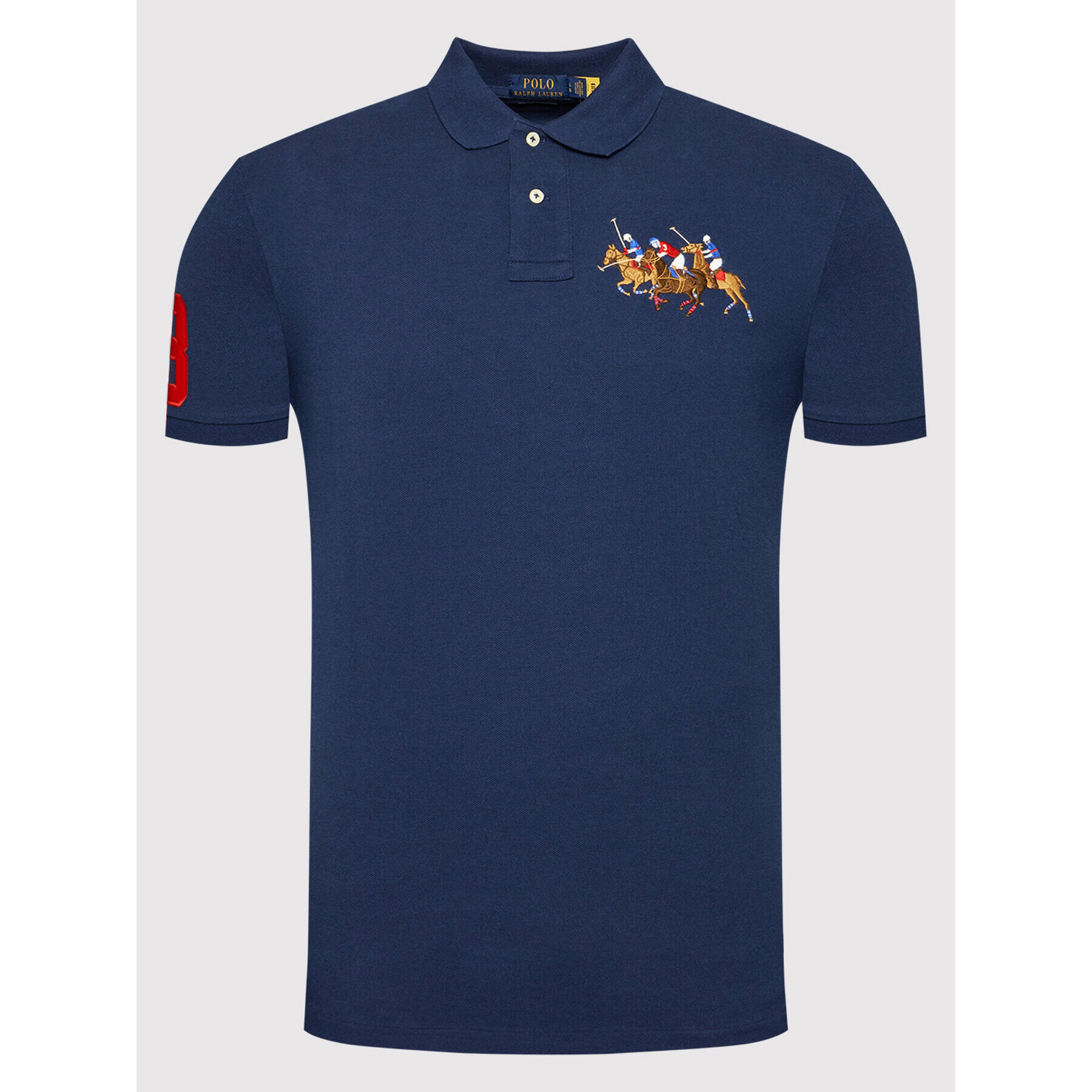 Polo Ralph Lauren Тениска с яка и копчета Ssl 710814437003 Тъмносин Slim Fit - Pepit.bg