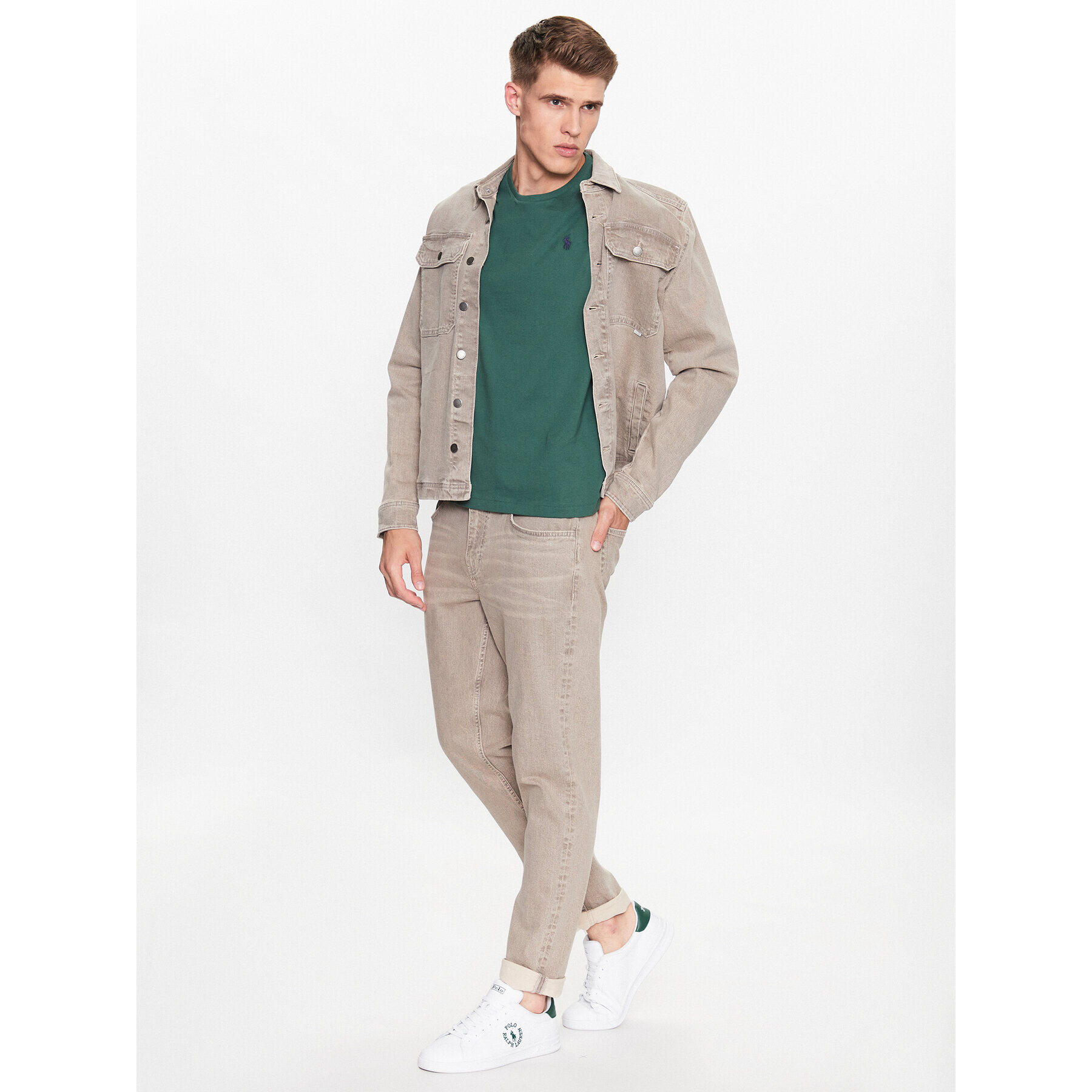 Polo Ralph Lauren Тишърт 710671438323 Зелен Custom Slim Fit - Pepit.bg