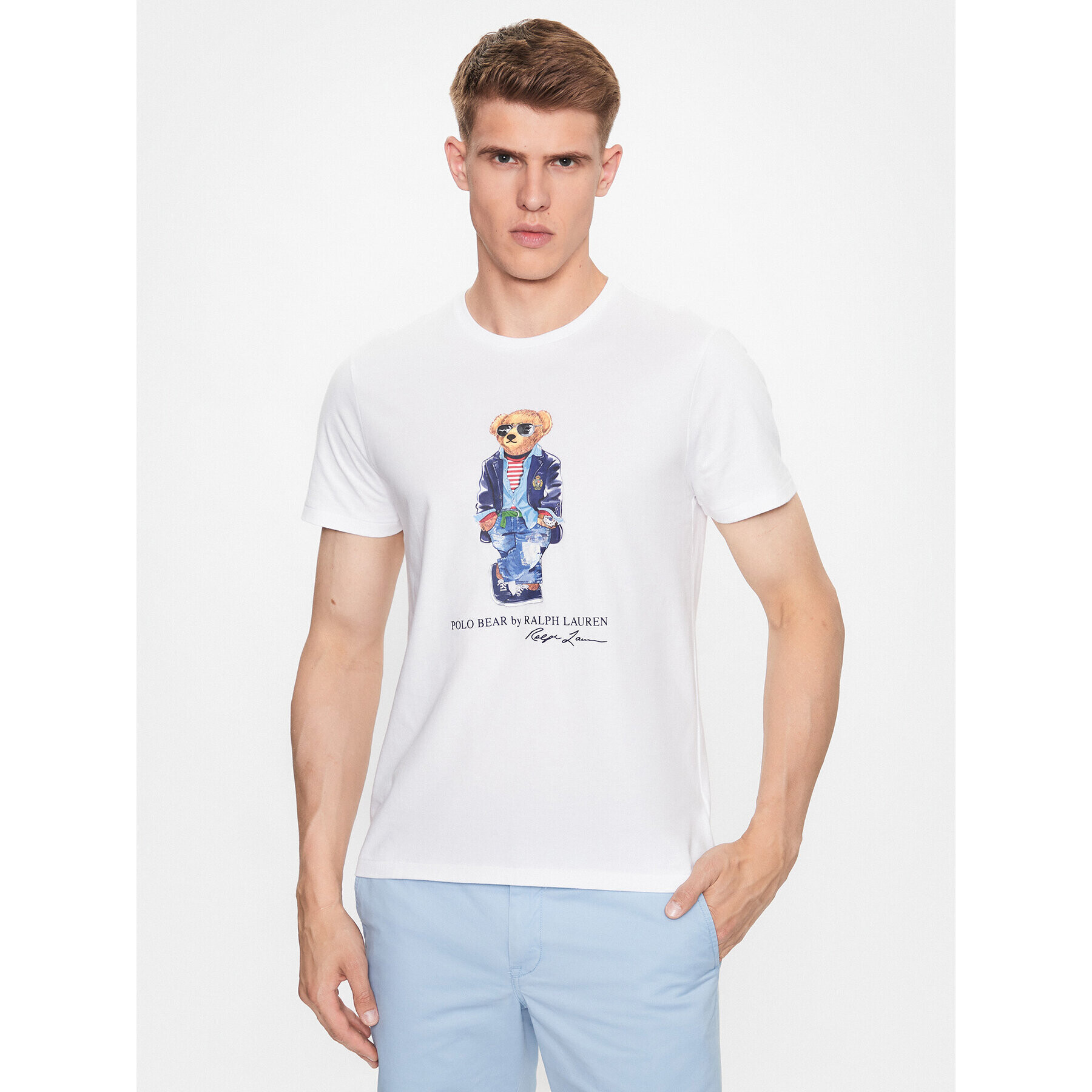 Polo Ralph Lauren Тишърт 710853310021 Бял Slim Fit - Pepit.bg
