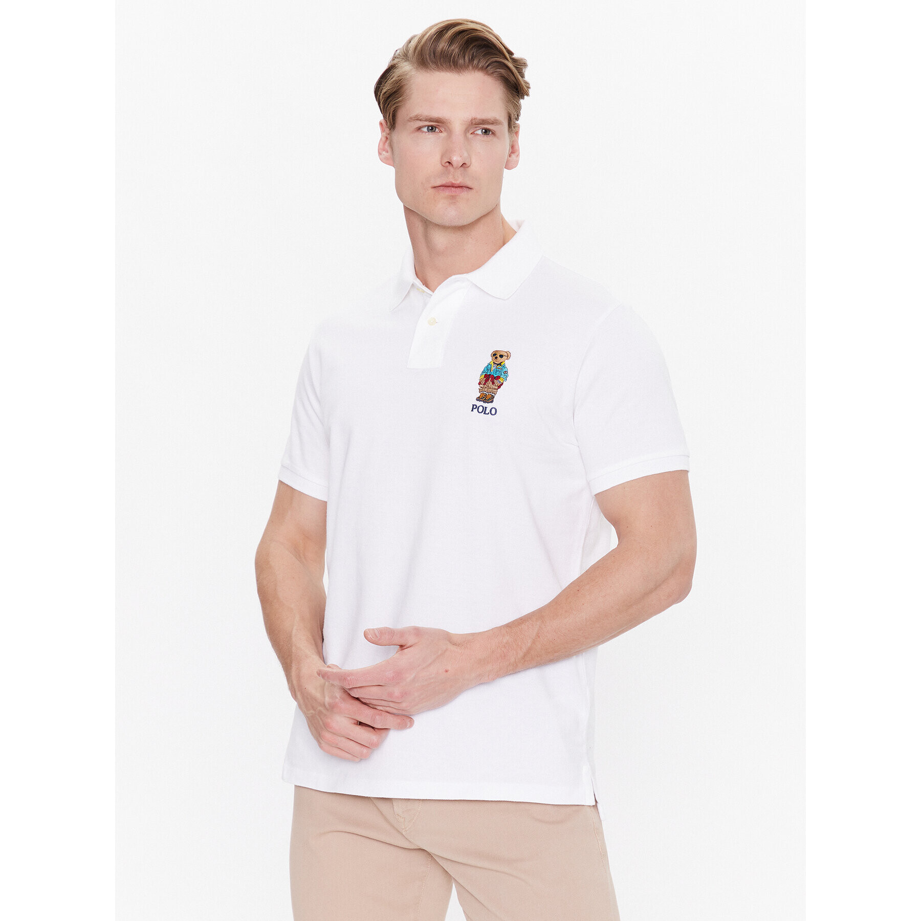 Polo Ralph Lauren Тишърт 710853312018 Бял Slim Fit - Pepit.bg