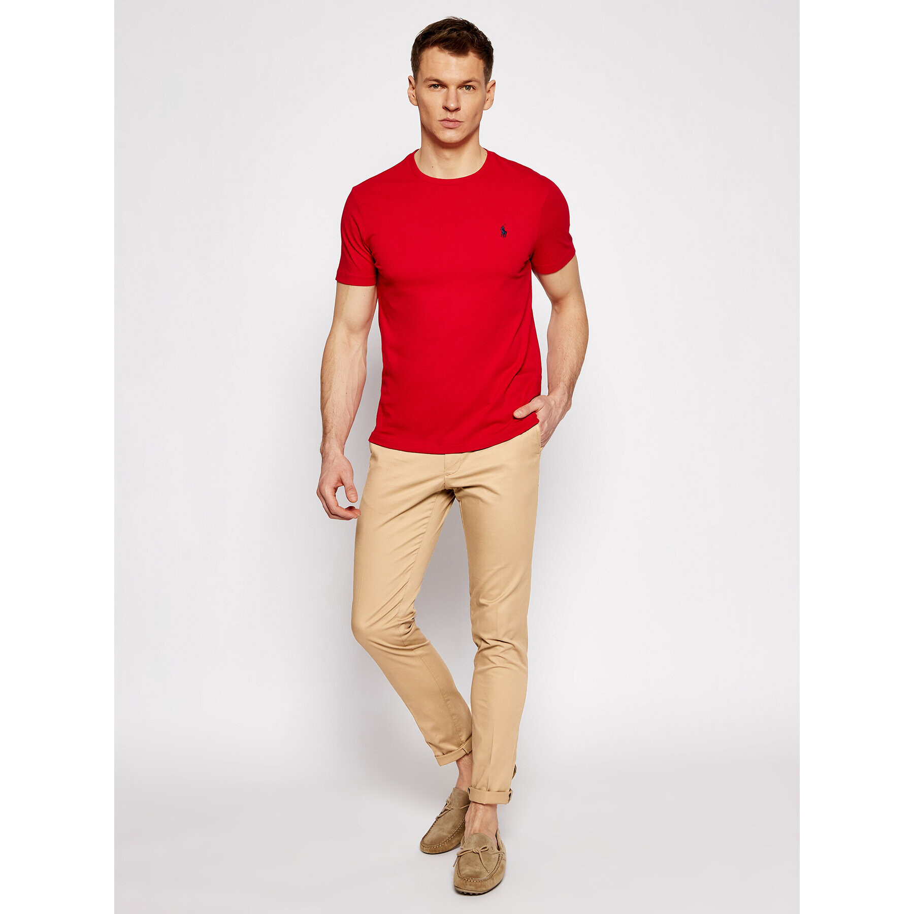 Polo Ralph Lauren Тишърт Ssl 710680785008 Червен Custom Slim Fit - Pepit.bg