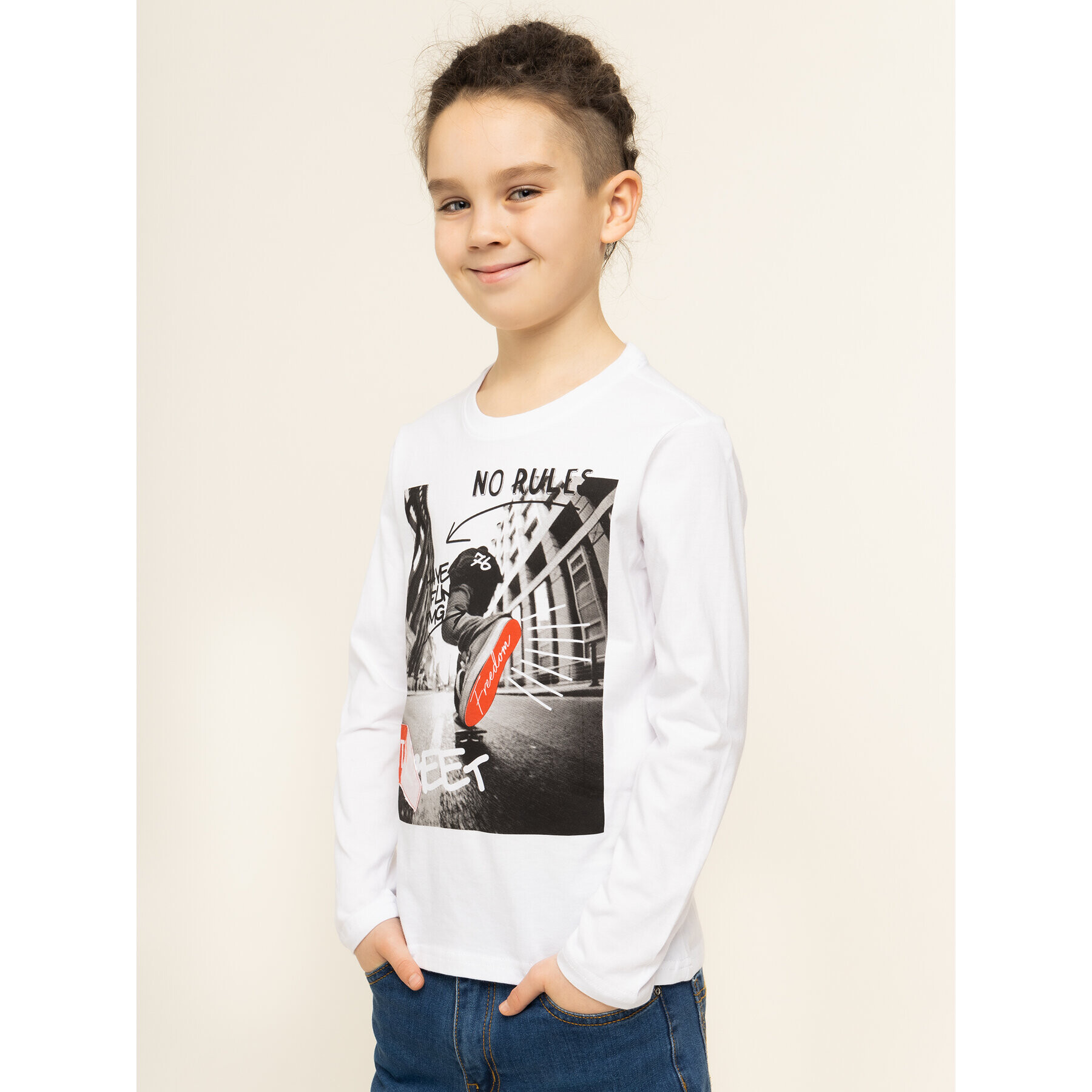 Primigi Блуза Back to Skate 44212005 Бял Regular Fit - Pepit.bg