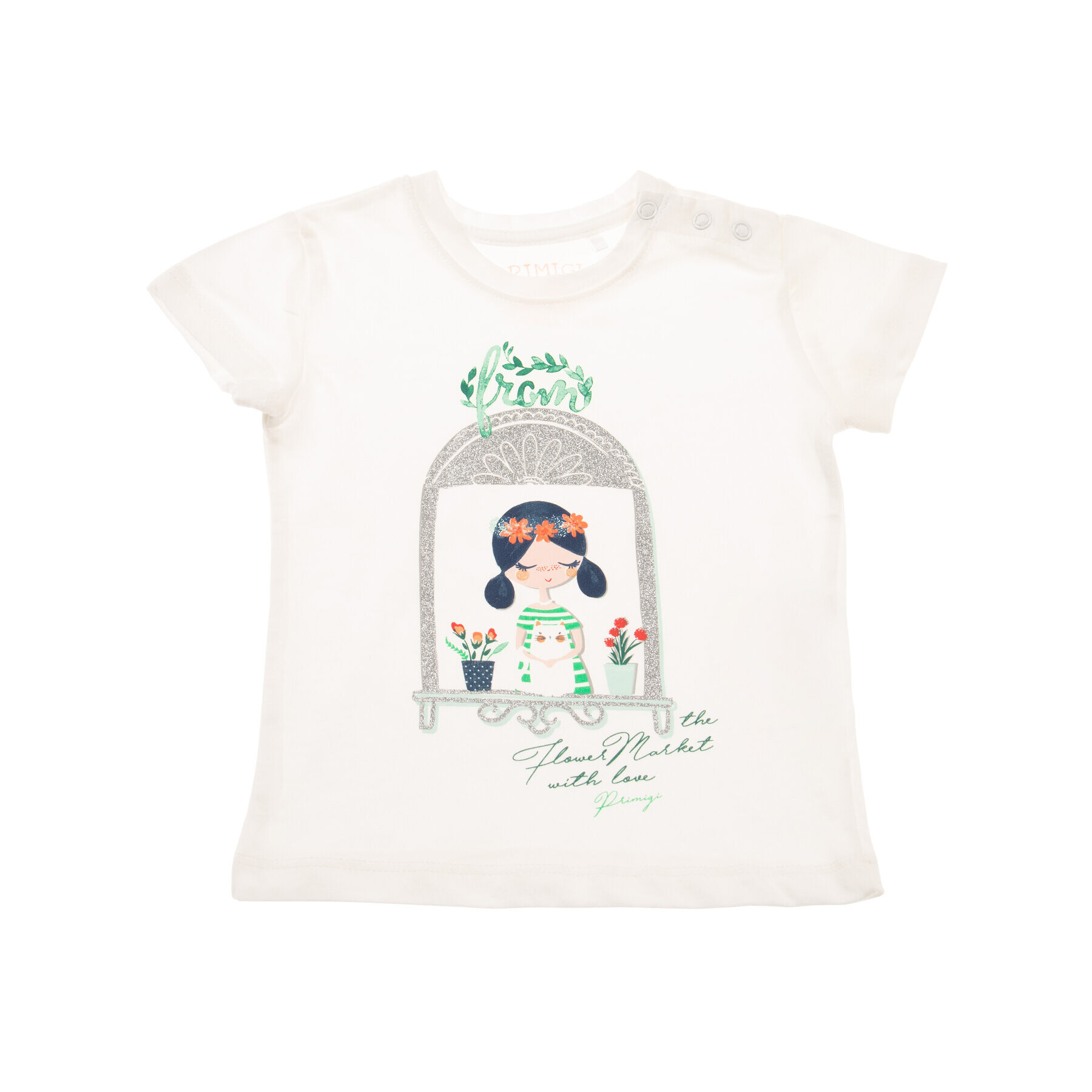 Primigi Тишърт Flower Market 43221533 Бял Regular Fit - Pepit.bg