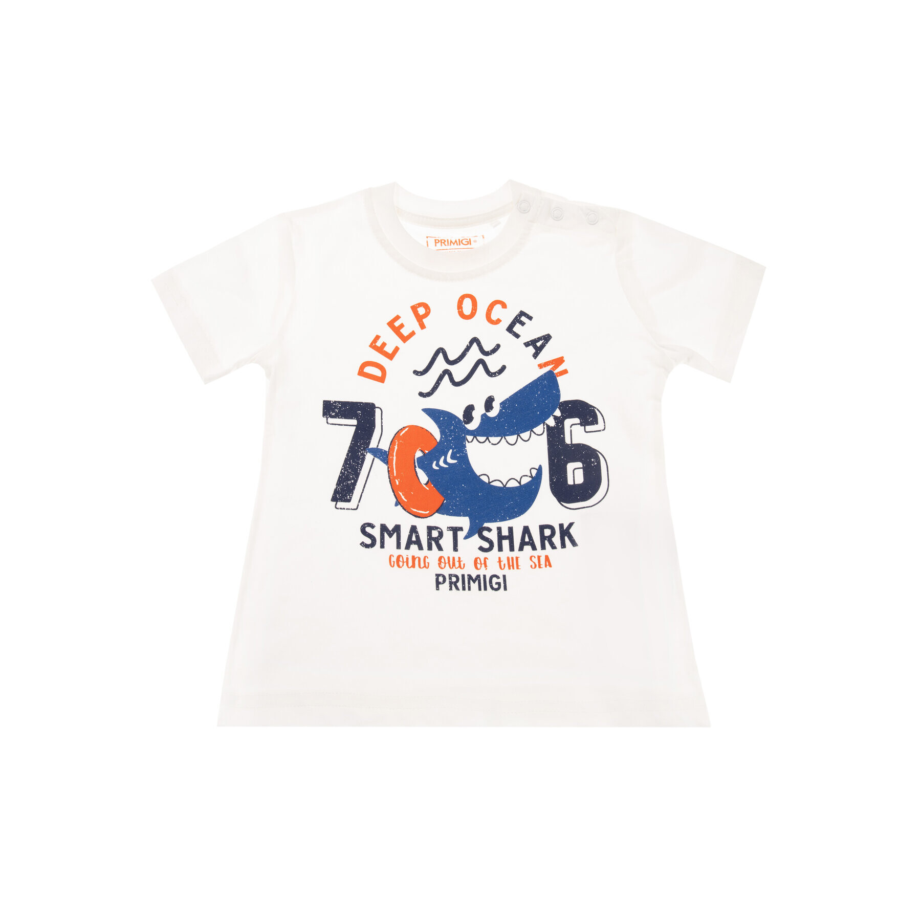Primigi Тишърт Smart Shark 43221025 Бял Regular Fit - Pepit.bg