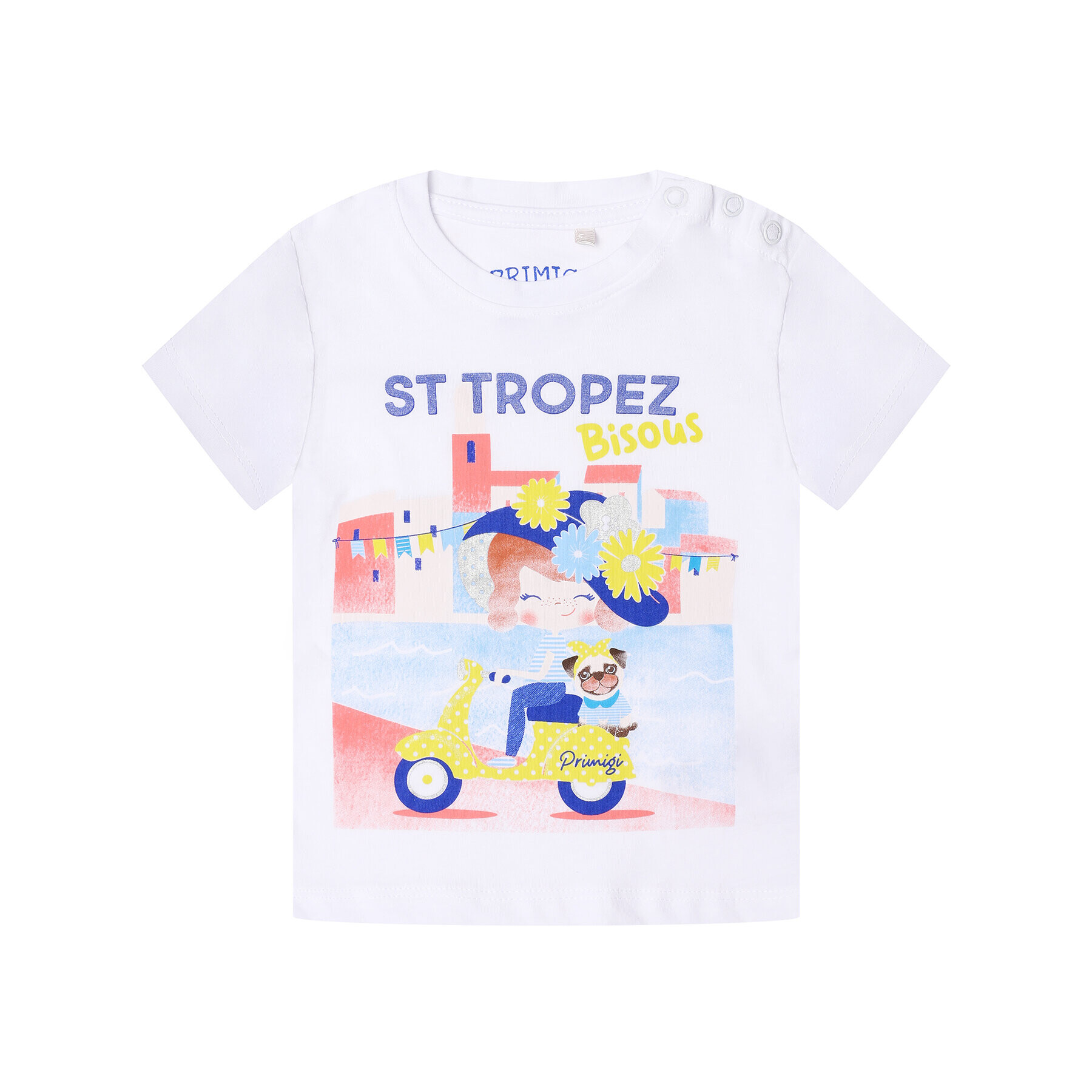 Primigi Тишърт St Tropez Bisous 45221503 Бял Regular Fit - Pepit.bg