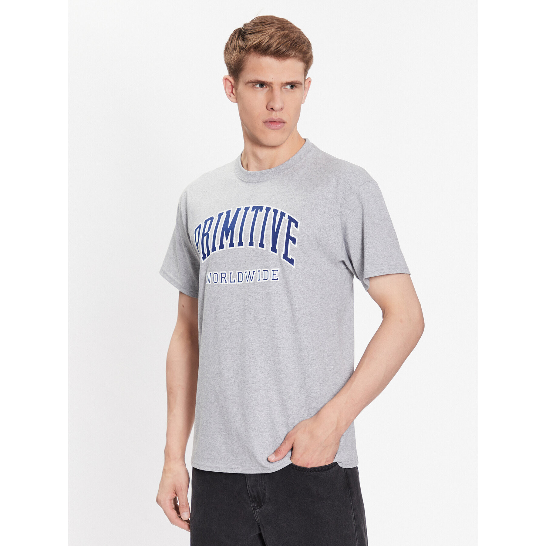 Primitive Тишърт Collegiate Worldwide PAPSP2312 Сив Regular Fit - Pepit.bg