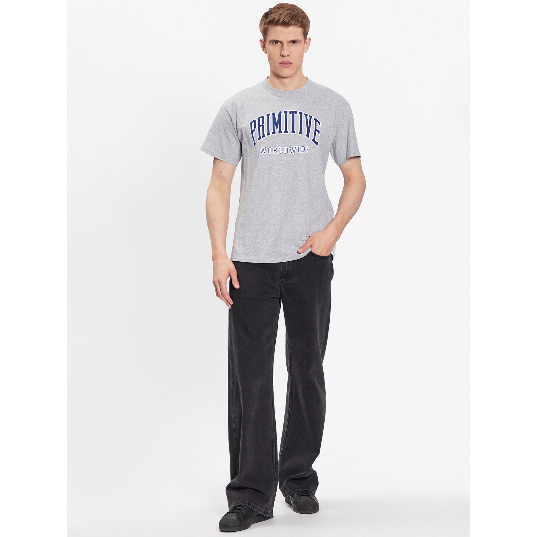 Primitive Тишърт Collegiate Worldwide PAPSP2312 Сив Regular Fit - Pepit.bg