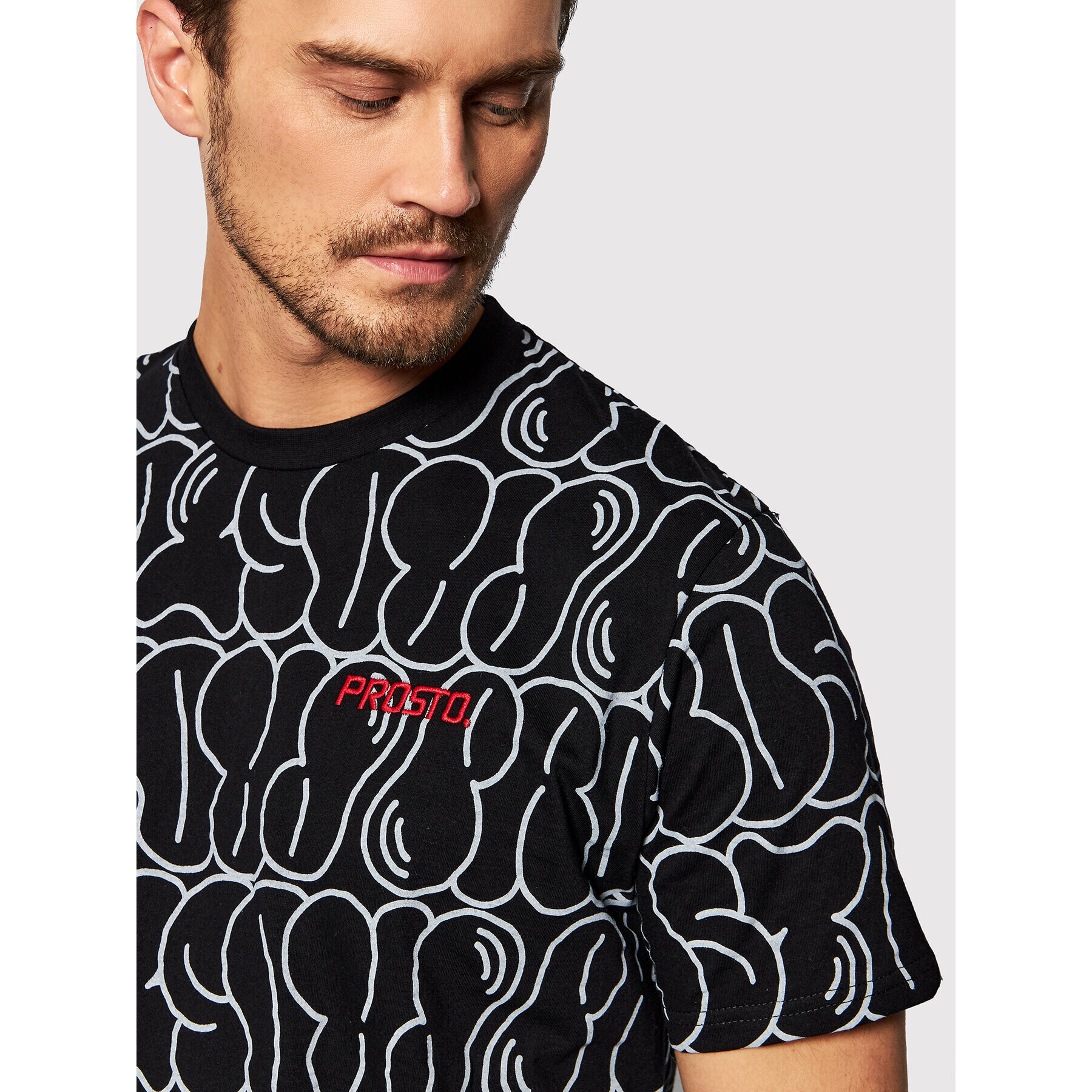 PROSTO. Тишърт KLASYK Baggy 1162 Черен Regular Fit - Pepit.bg