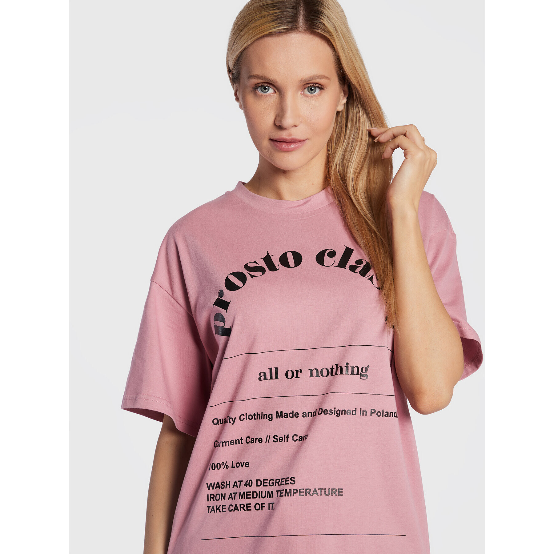 PROSTO. Тишърт KLASYK Chero 1273 Розов Relaxed Fit - Pepit.bg