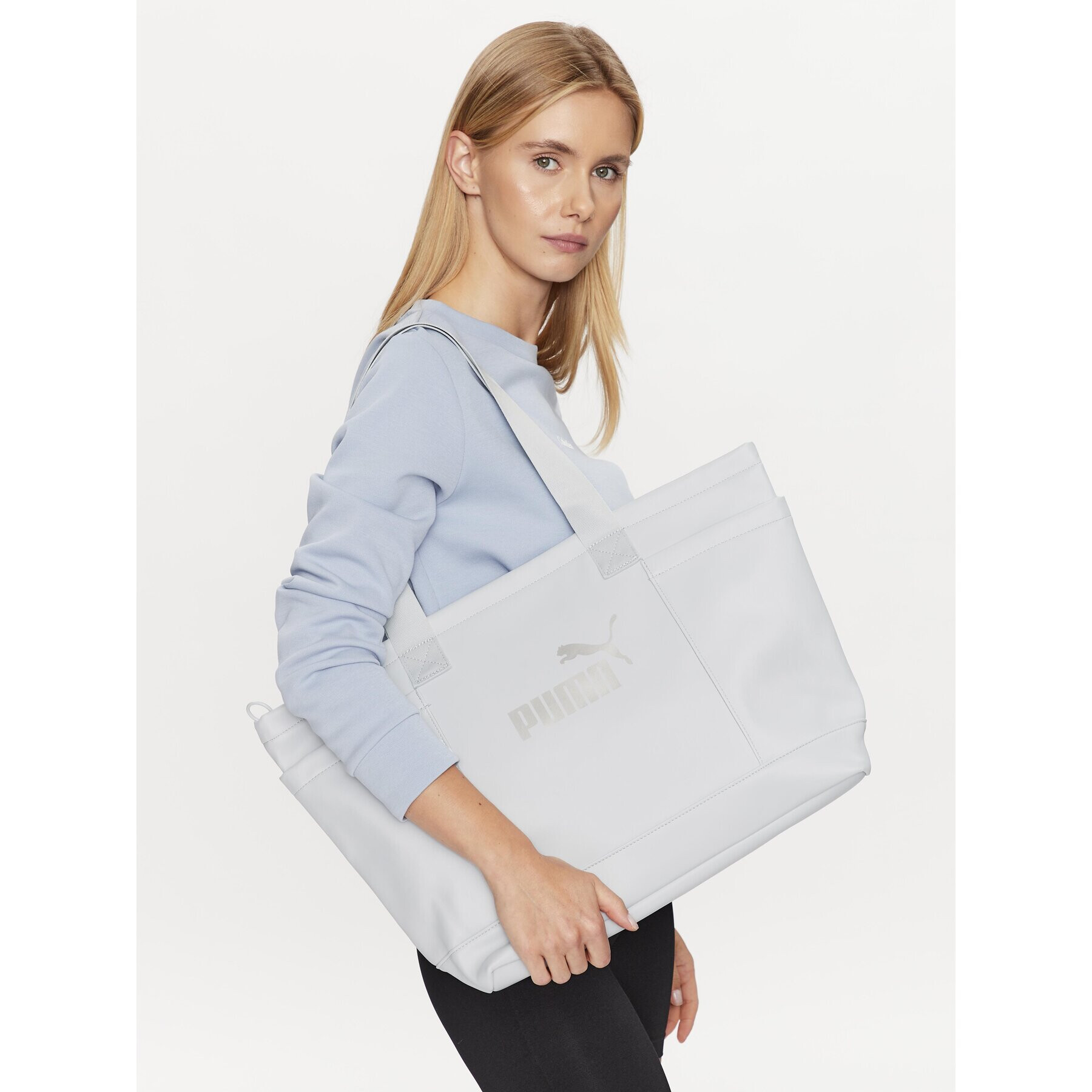 Puma Дамска чанта Core Up Large Shopper 079477 02 Сив - Pepit.bg