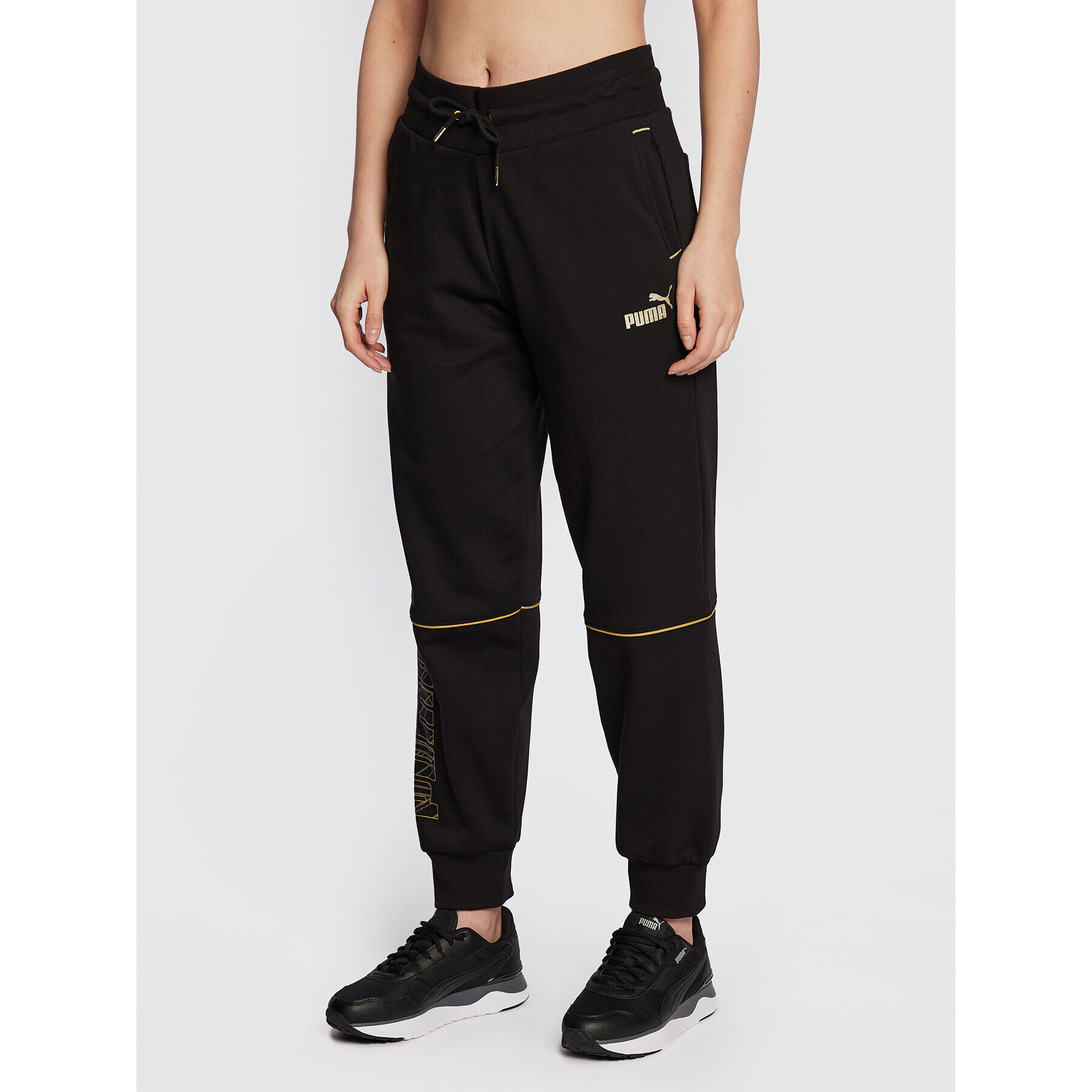 Puma Долнище анцуг Power Deco Glam 671758 Черен Regular Fit - Pepit.bg