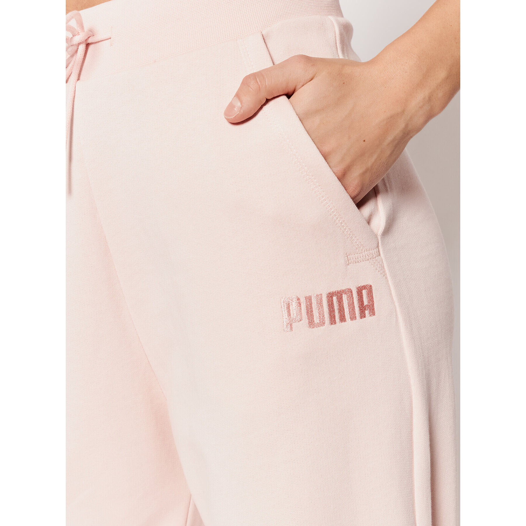 Puma Долнище анцуг High Waist 589528 Розов Relaxed Fit - Pepit.bg