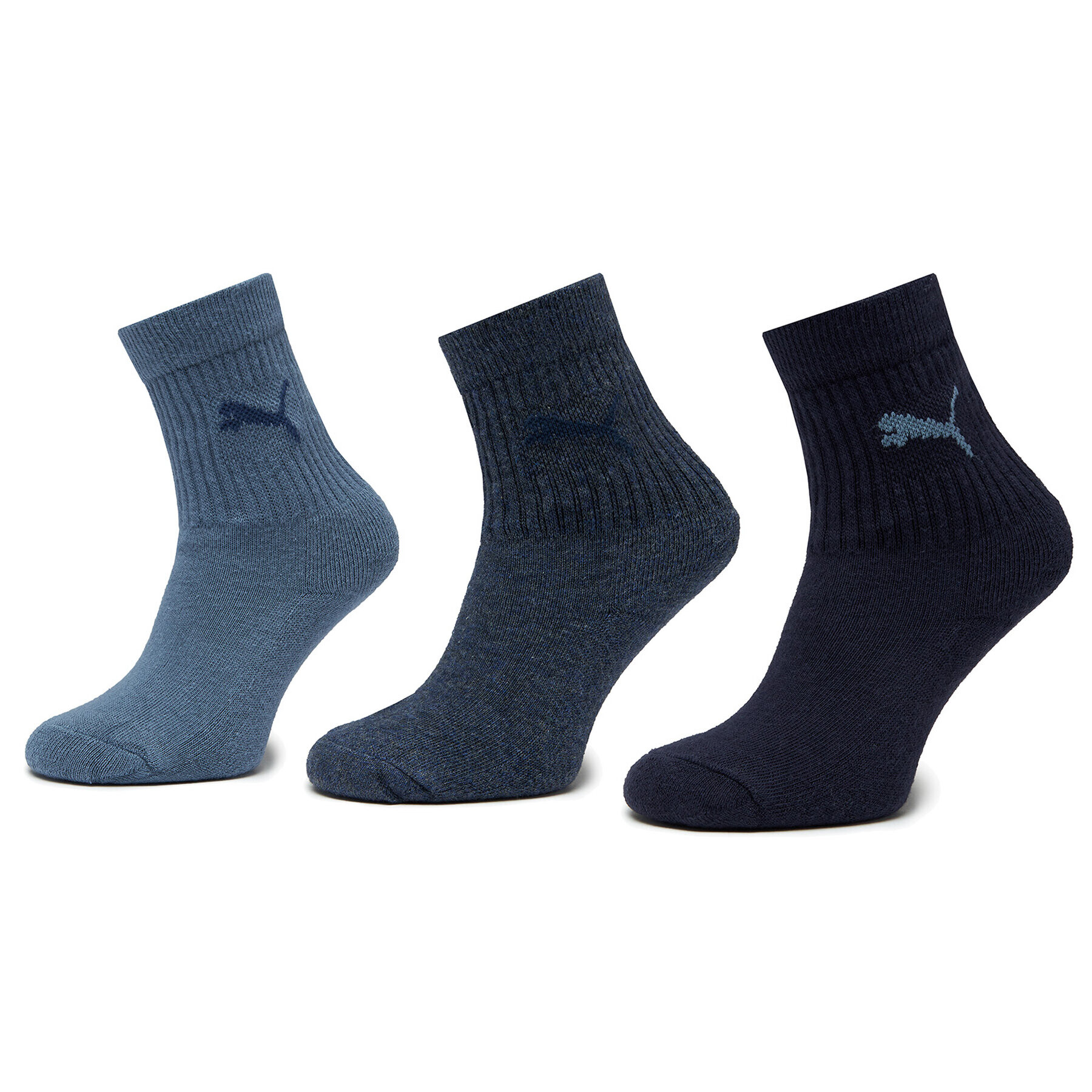 Puma Комплект 3 чифта дълги чорапи детски Junior Crew Sock 3P 907958 Тъмносин - Pepit.bg