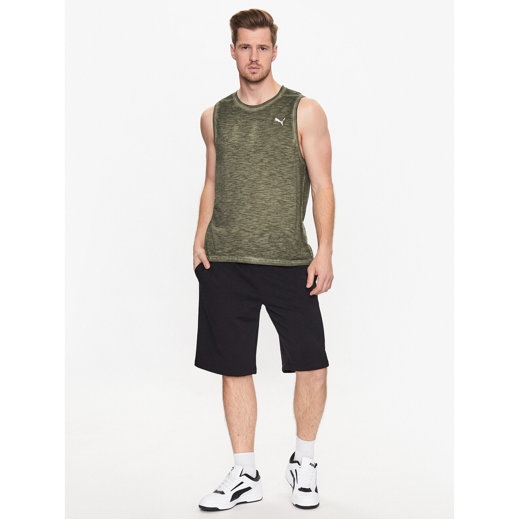 Puma Мъжки топ Studio Foundation 523197 Зелен Regular Fit - Pepit.bg