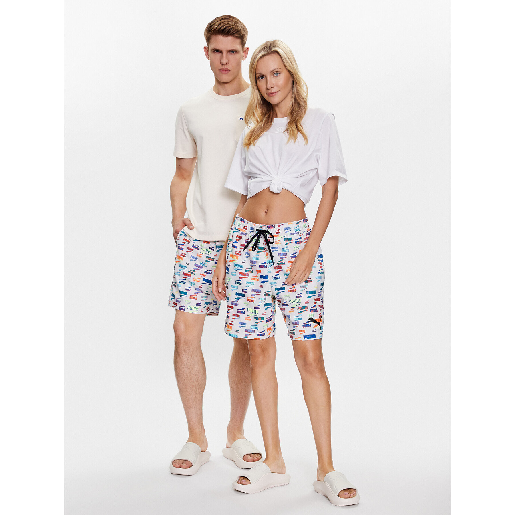 Puma Плувни шорти 938055 Бял Regular Fit - Pepit.bg
