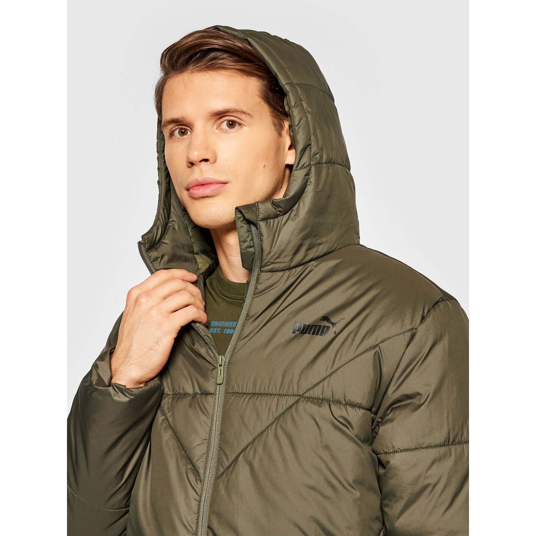 Puma Пухено яке Ess 587645 Зелен Regular Fit - Pepit.bg