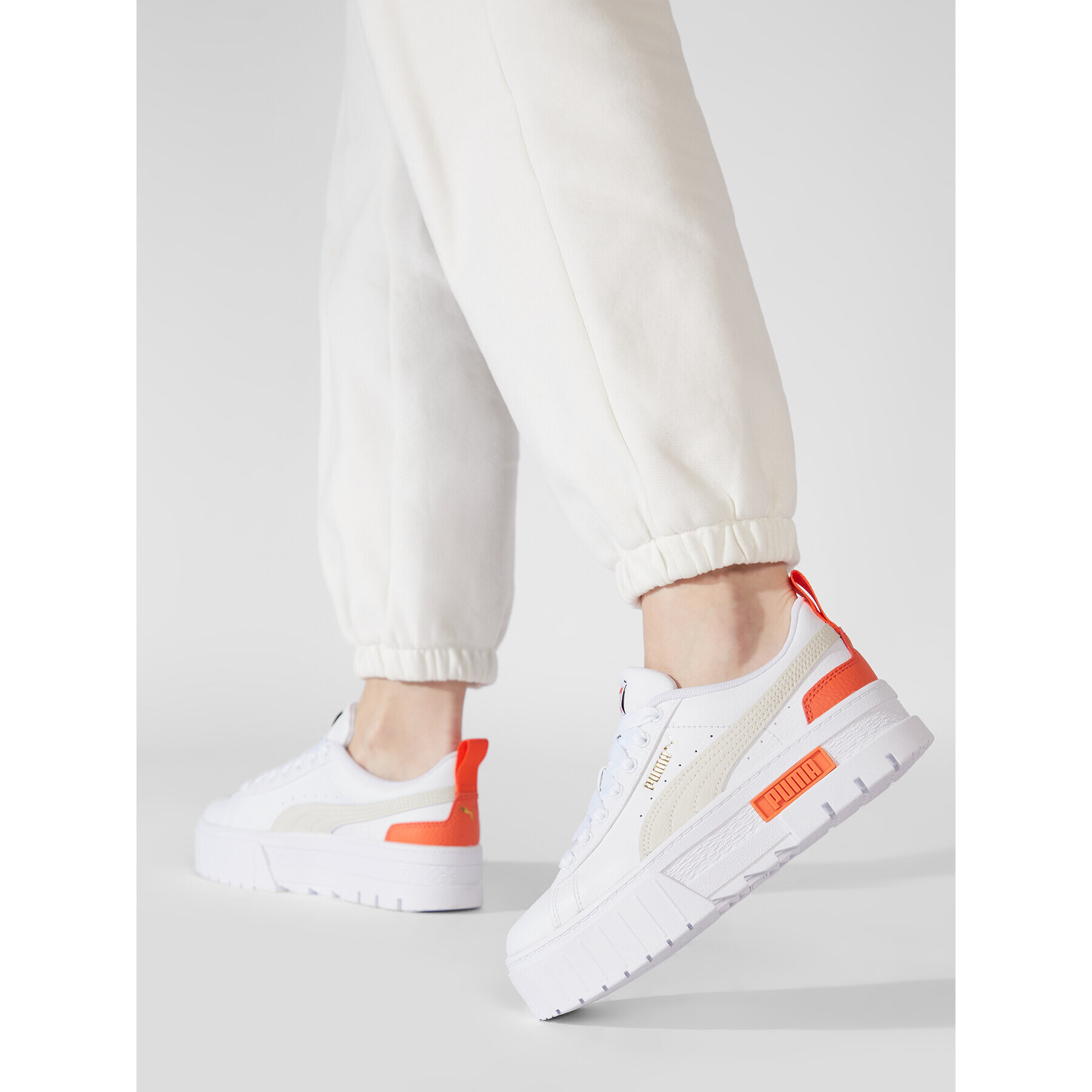 Puma Сникърси Mayze Lth Jr 384527 06 Бял - Pepit.bg