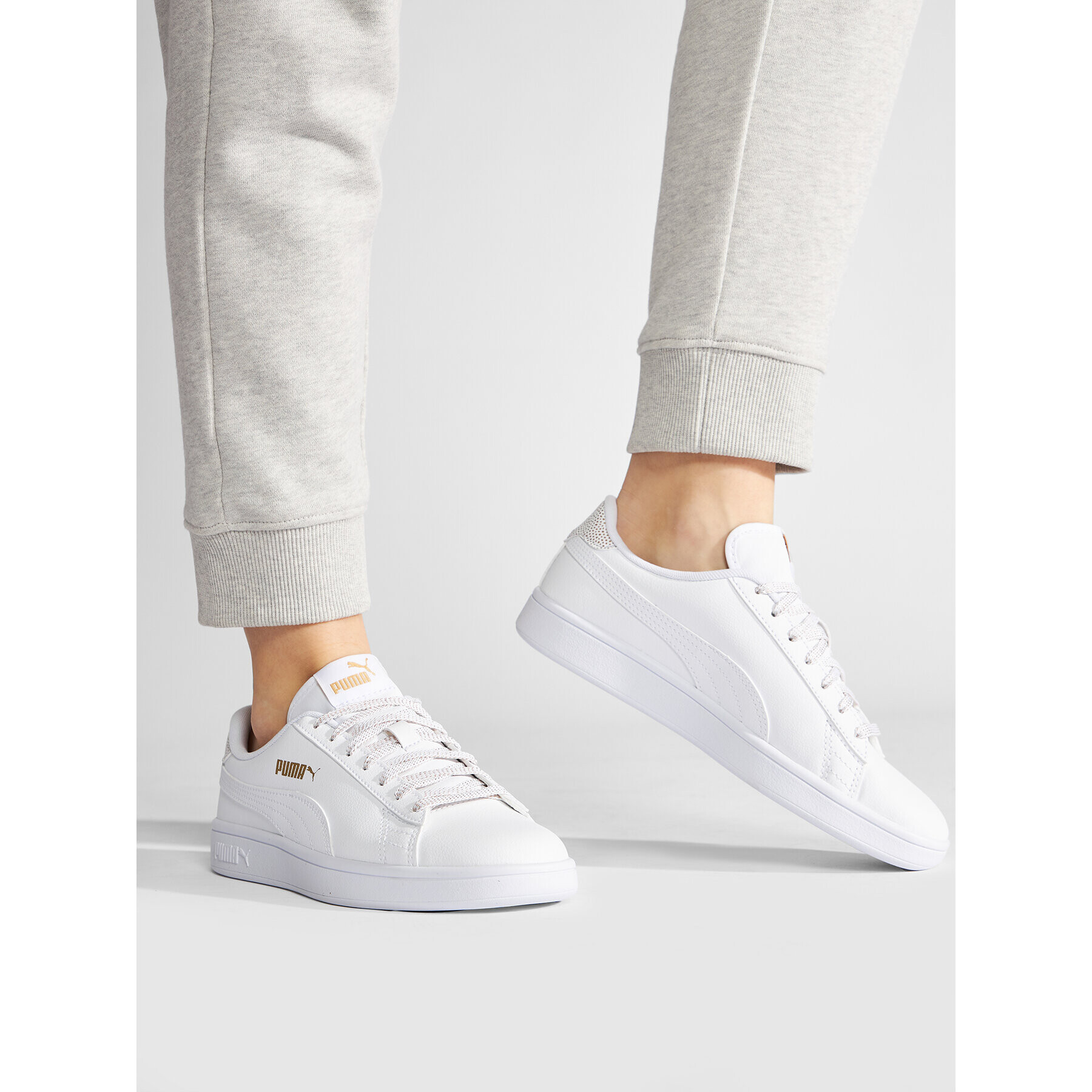 Puma Сникърси Smash v2 Metallics Jr 386197 01 Бял - Pepit.bg