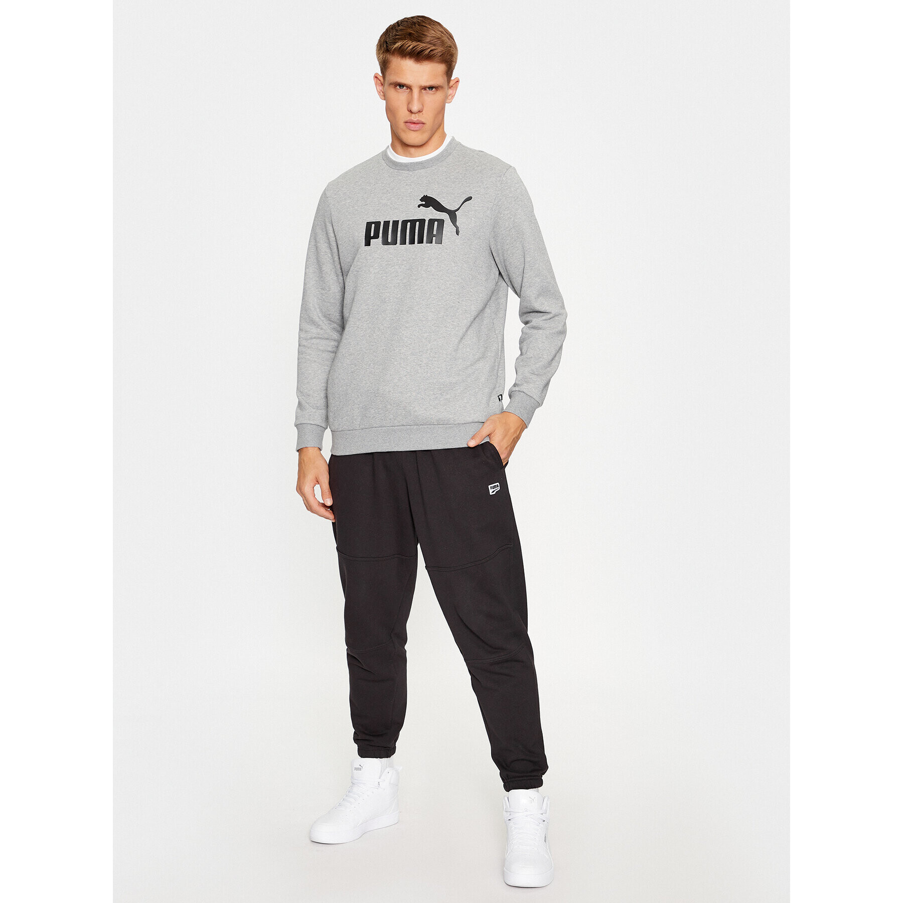 Puma Суитшърт Ess Big Logo 586678 Сив Regular Fit - Pepit.bg