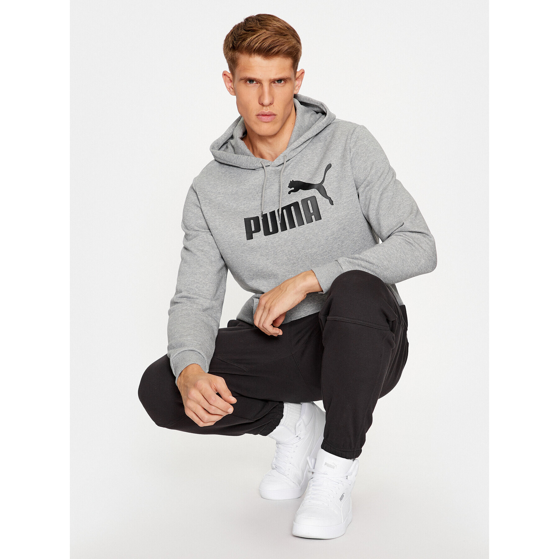 Puma Суитшърт Ess Big Logo 586686 Сив Regular Fit - Pepit.bg