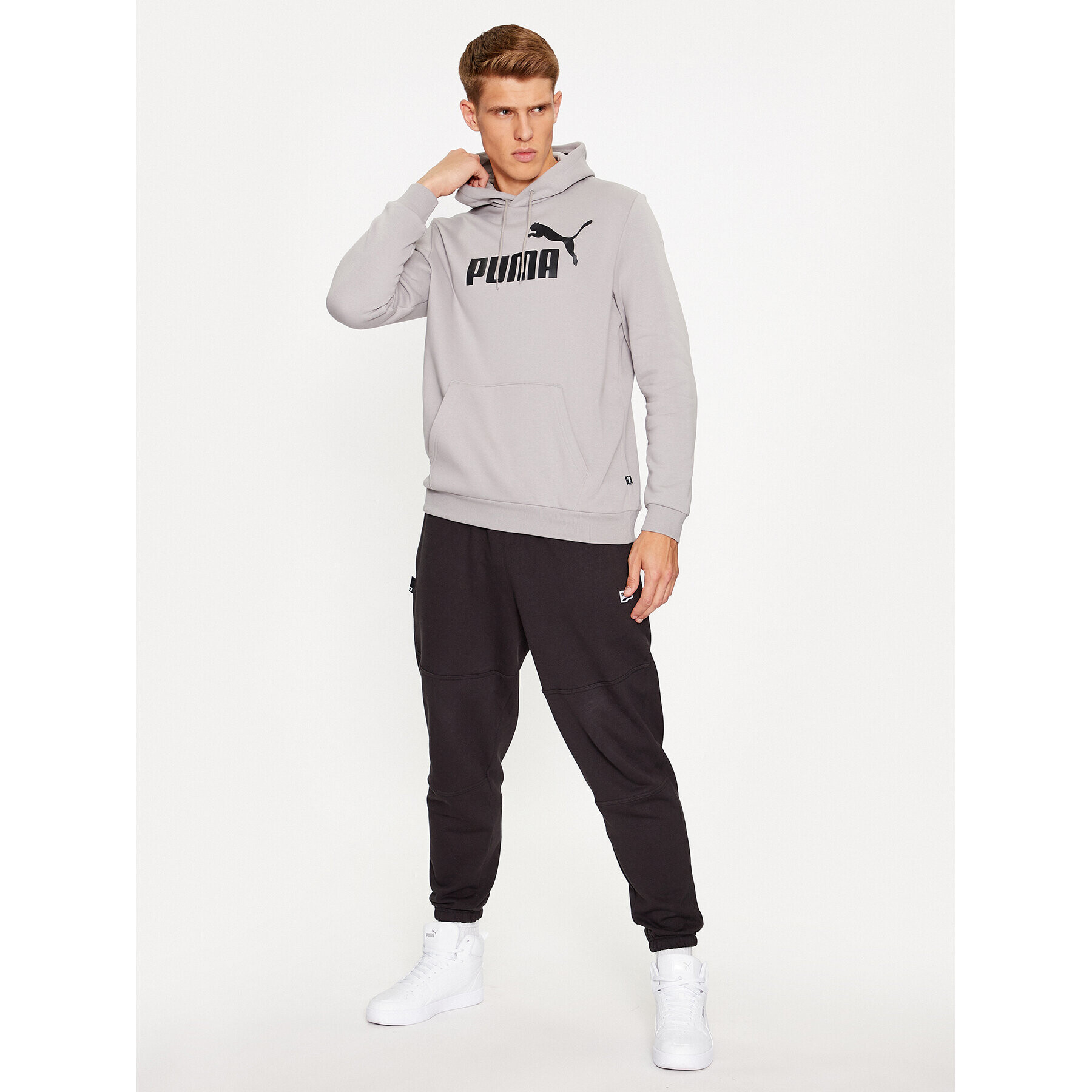 Puma Суитшърт Ess Big Logo 586687 Сив Regular Fit - Pepit.bg