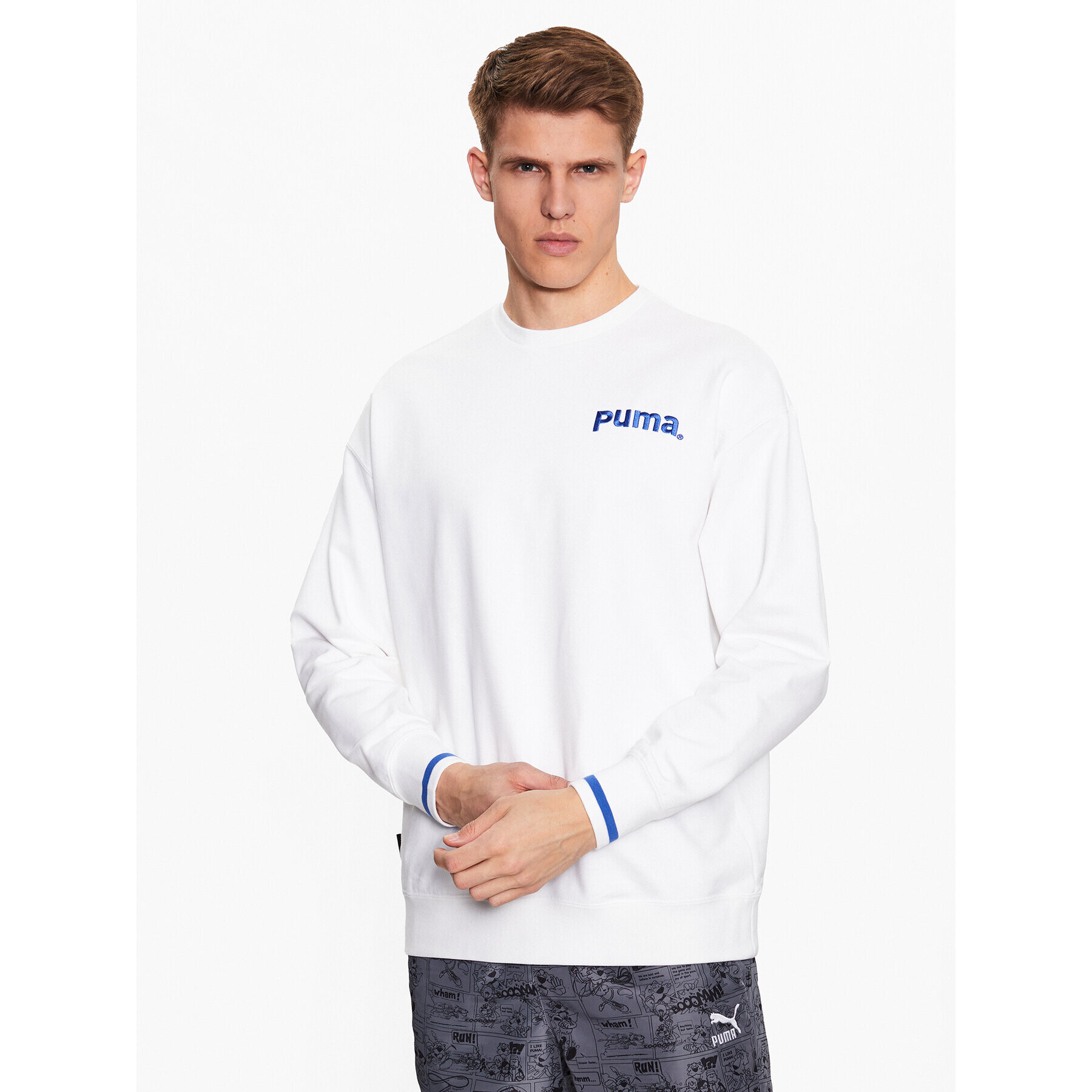 Puma Суитшърт Team 539696 Бял Regular Fit - Pepit.bg