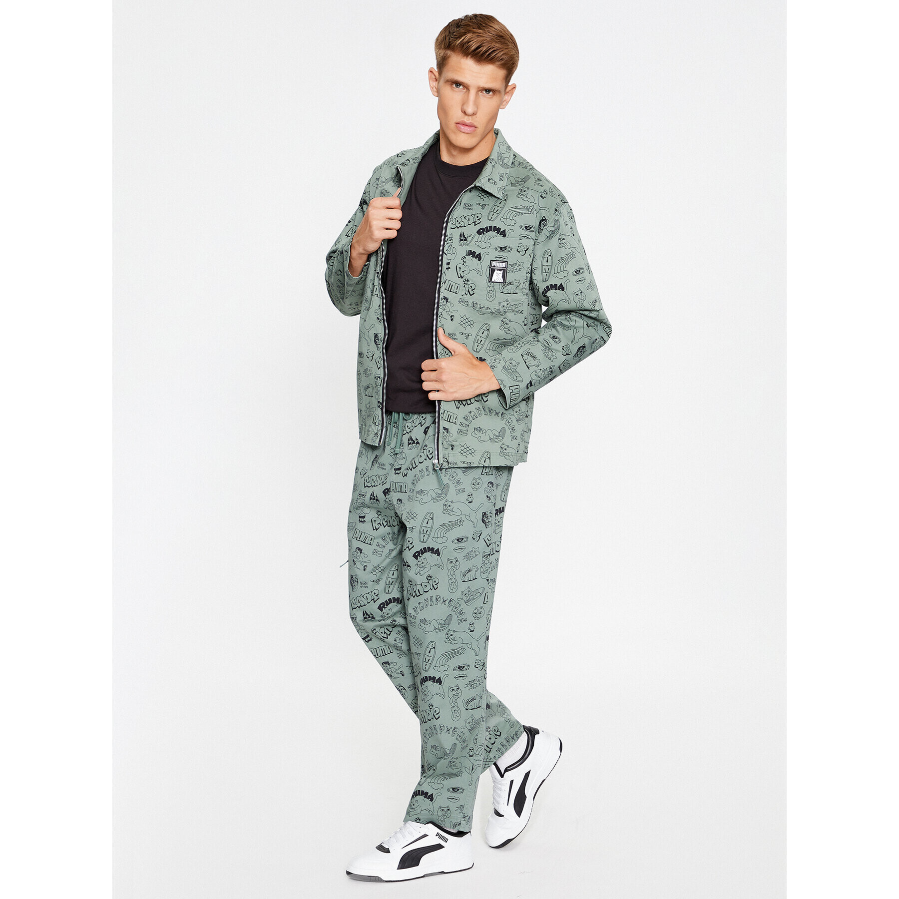 Puma Текстилни панталони X Ripndip 622200 Зелен Relaxed Fit - Pepit.bg