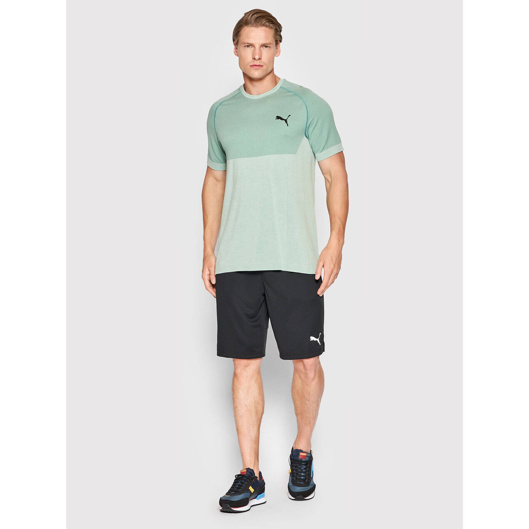 Puma Тениска от техническо трико Evoknit Rtg Basic 585828 Син Slim Fit - Pepit.bg