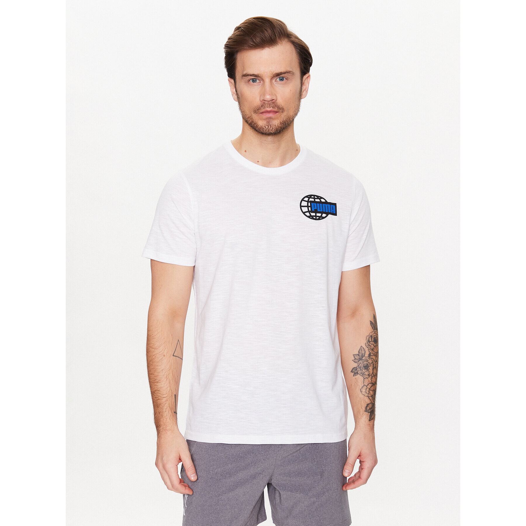 Puma Тениска от техническо трико Graphic 523237 Бял Regular Fit - Pepit.bg