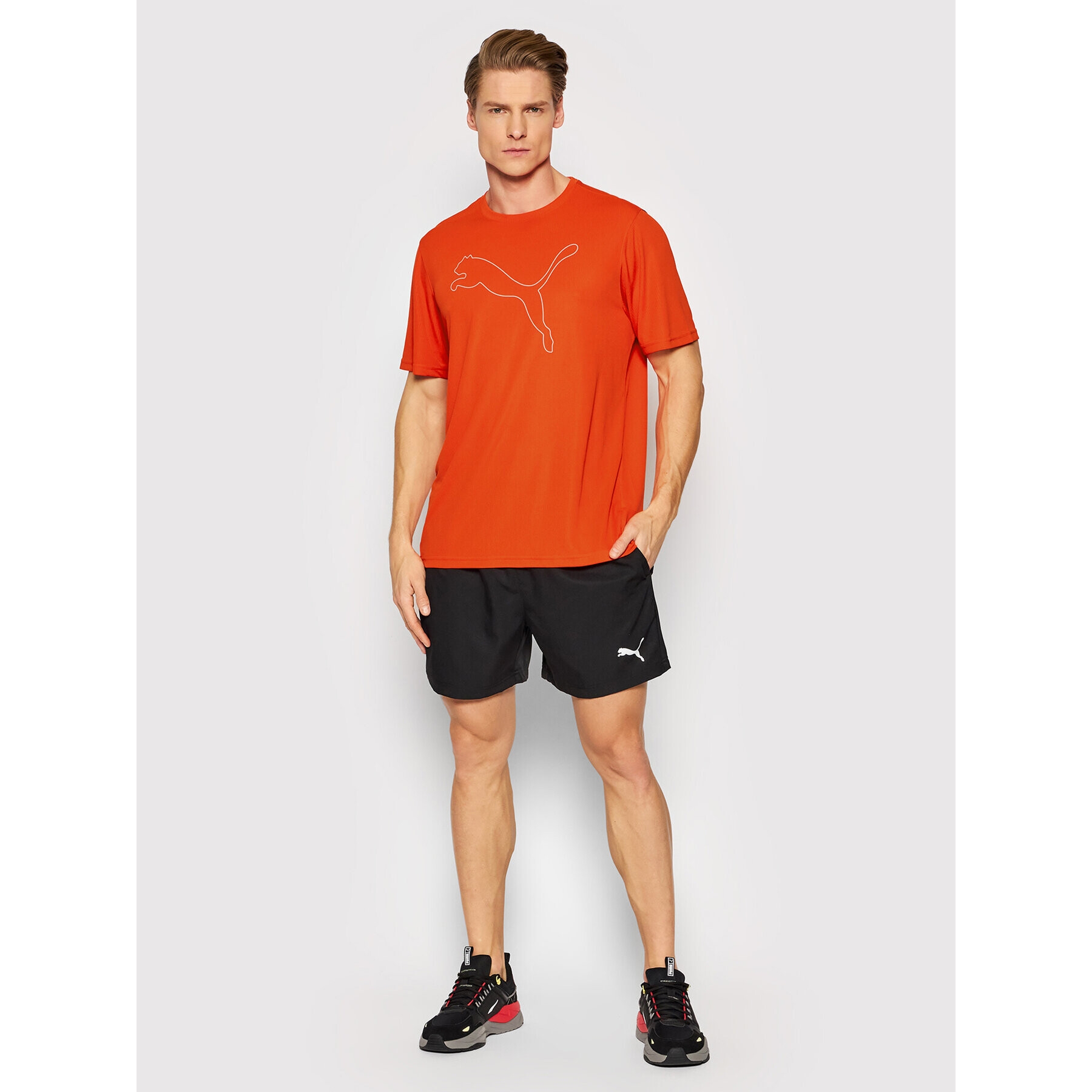 Puma Тениска от техническо трико Performance Cat 520491 Оранжев Regular Fit - Pepit.bg