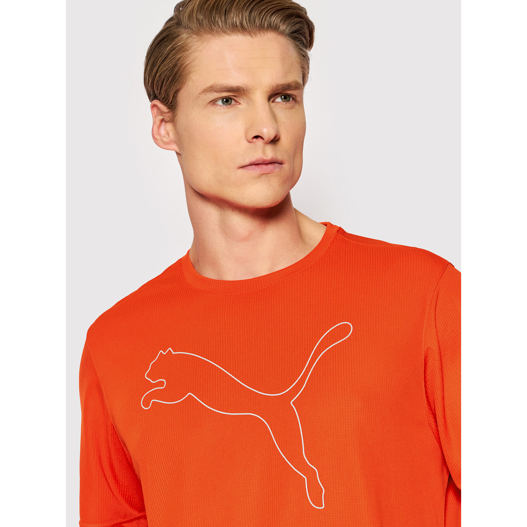 Puma Тениска от техническо трико Performance Cat 520491 Оранжев Regular Fit - Pepit.bg