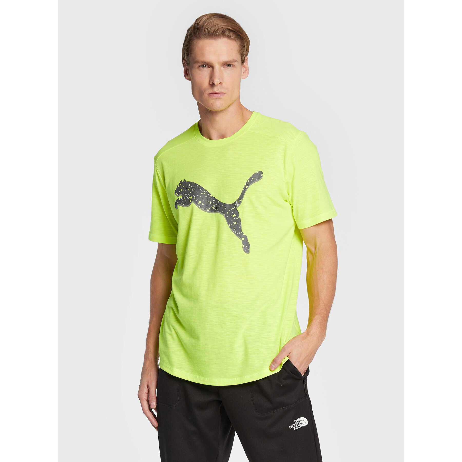 Puma Тениска от техническо трико Run Logo 522423 Зелен Regular Fit - Pepit.bg