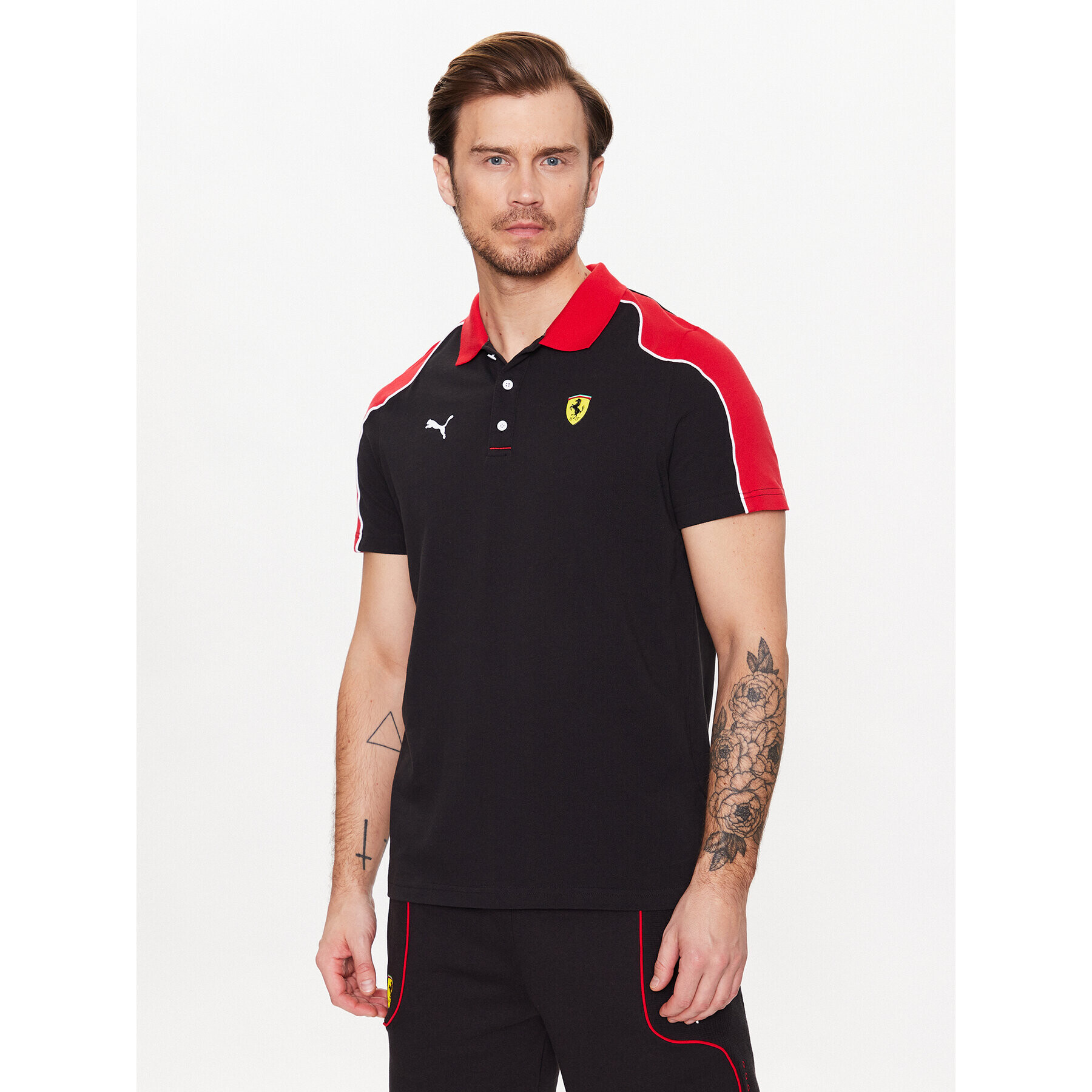 Puma Тениска с яка и копчета Ferrari 538169 Черен Regular Fit - Pepit.bg