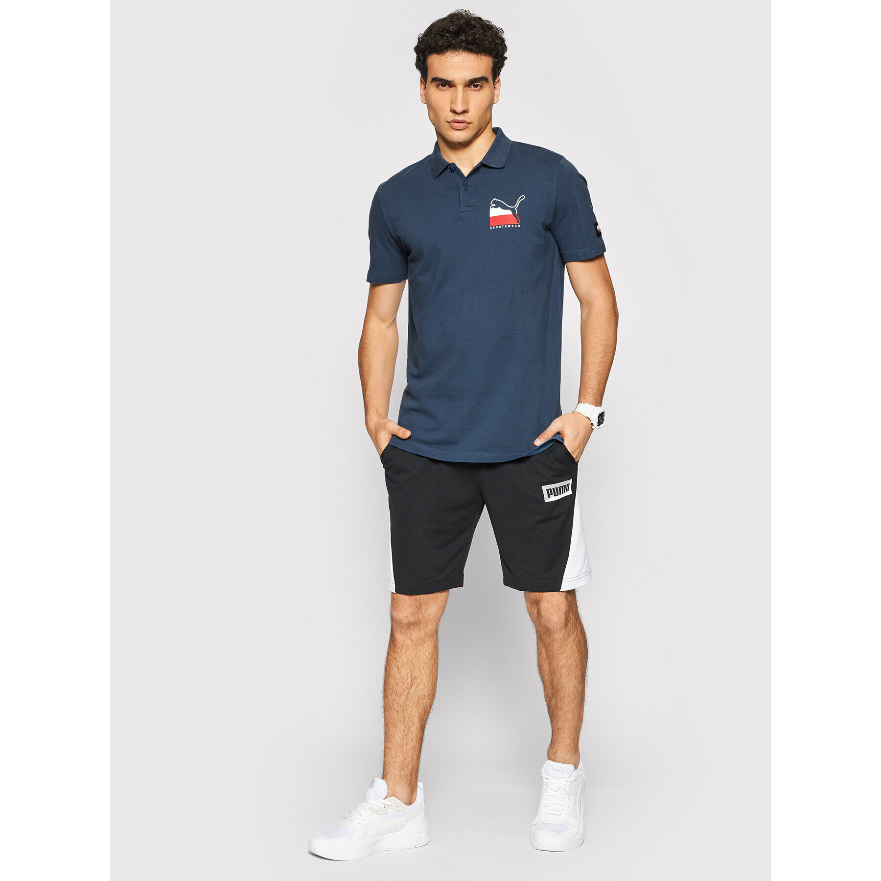 Puma Тениска с яка и копчета Athletics 581344 Тъмносин Regular Fit - Pepit.bg