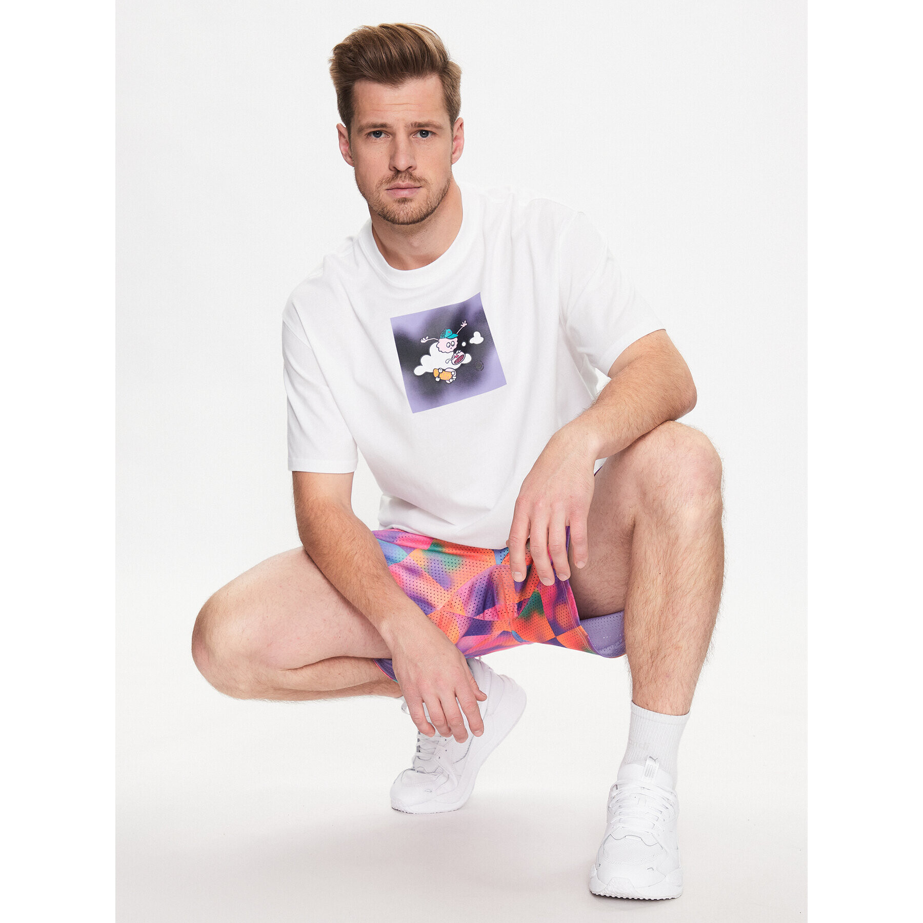 Puma Тишърт 8ENJAMIN 539820 Бял Regular Fit - Pepit.bg