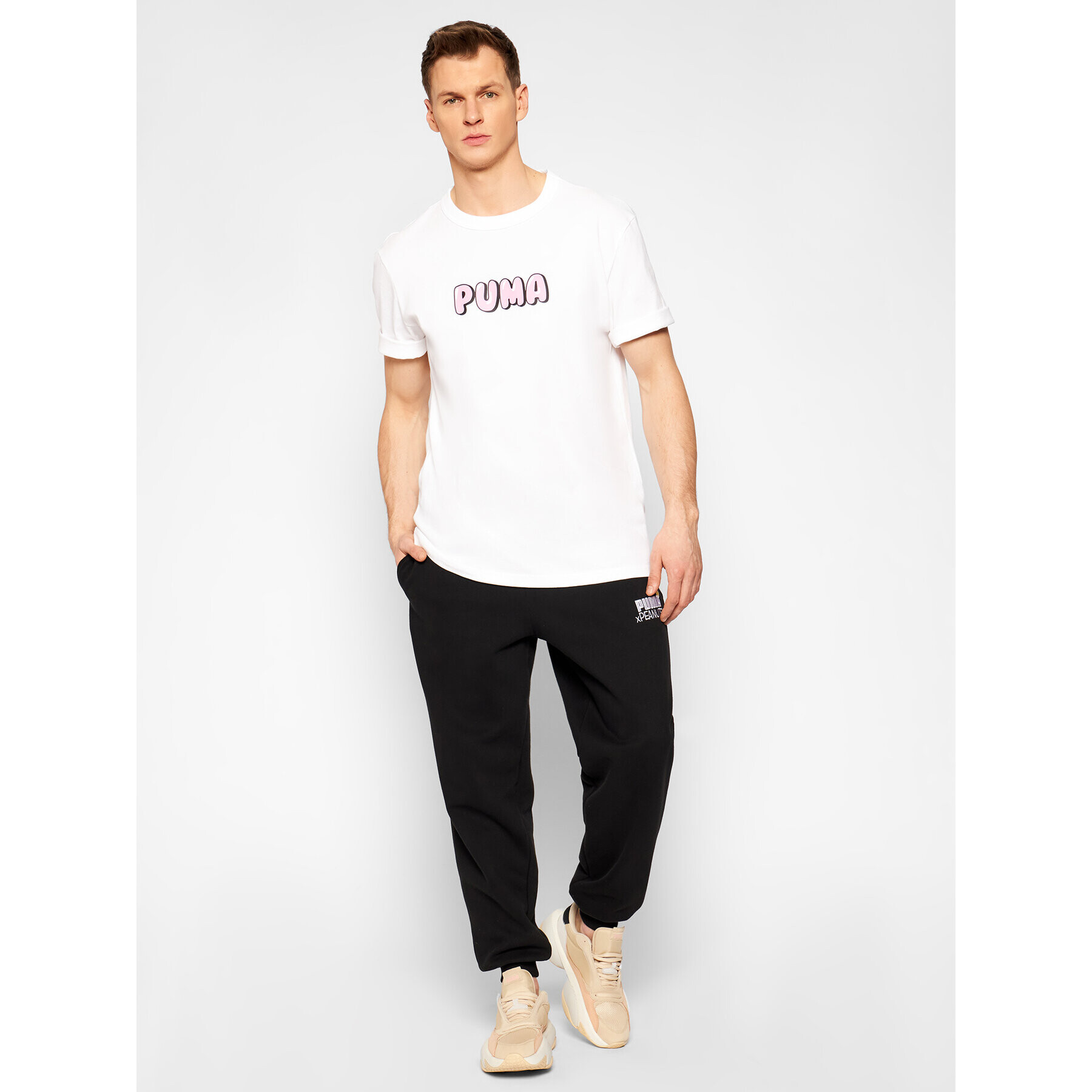 Puma Тишърт Downtown Graphic 530899 Бял Loose Fit - Pepit.bg