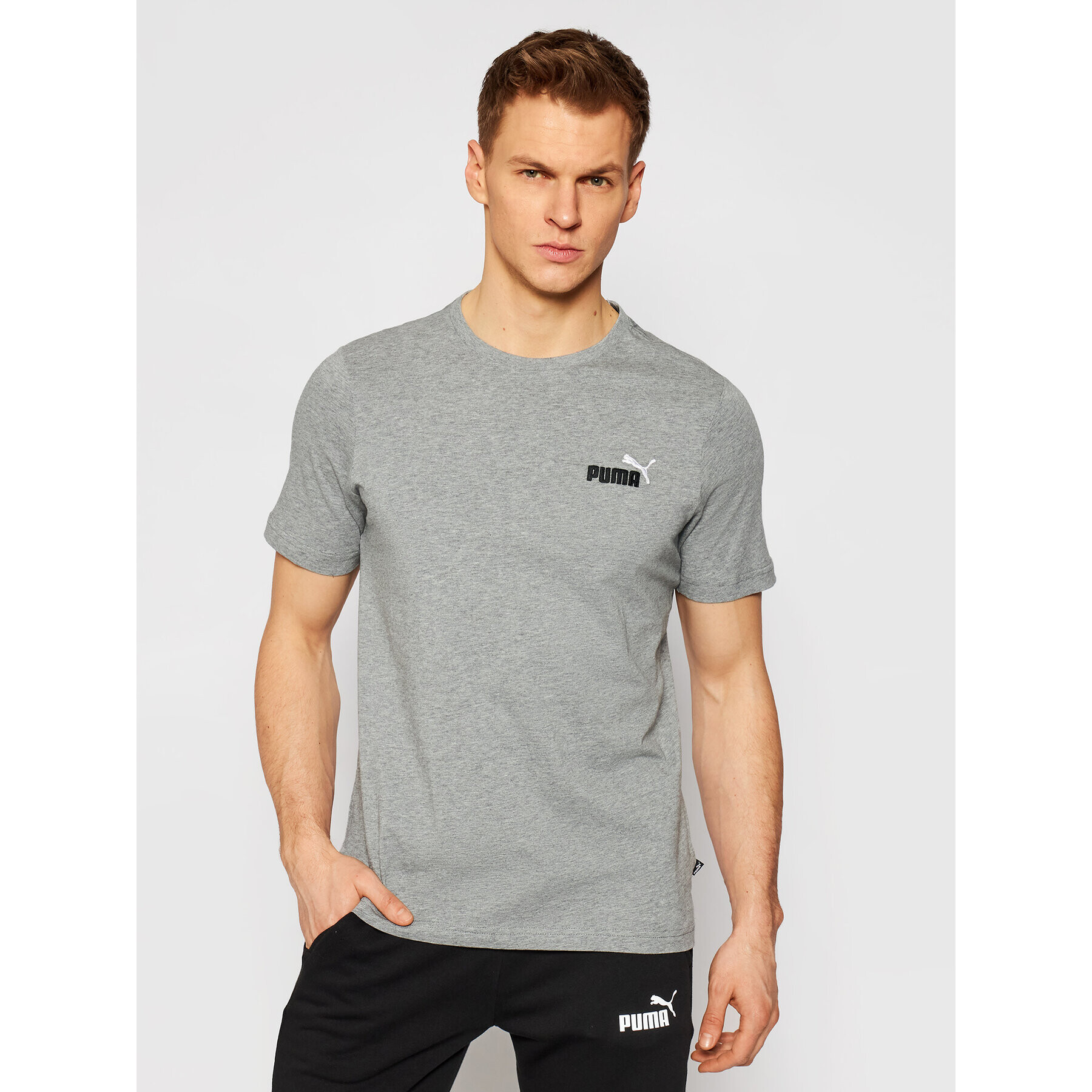 Puma Тишърт Embroldery Logo Tee 587184 Сив Regular Fit - Pepit.bg